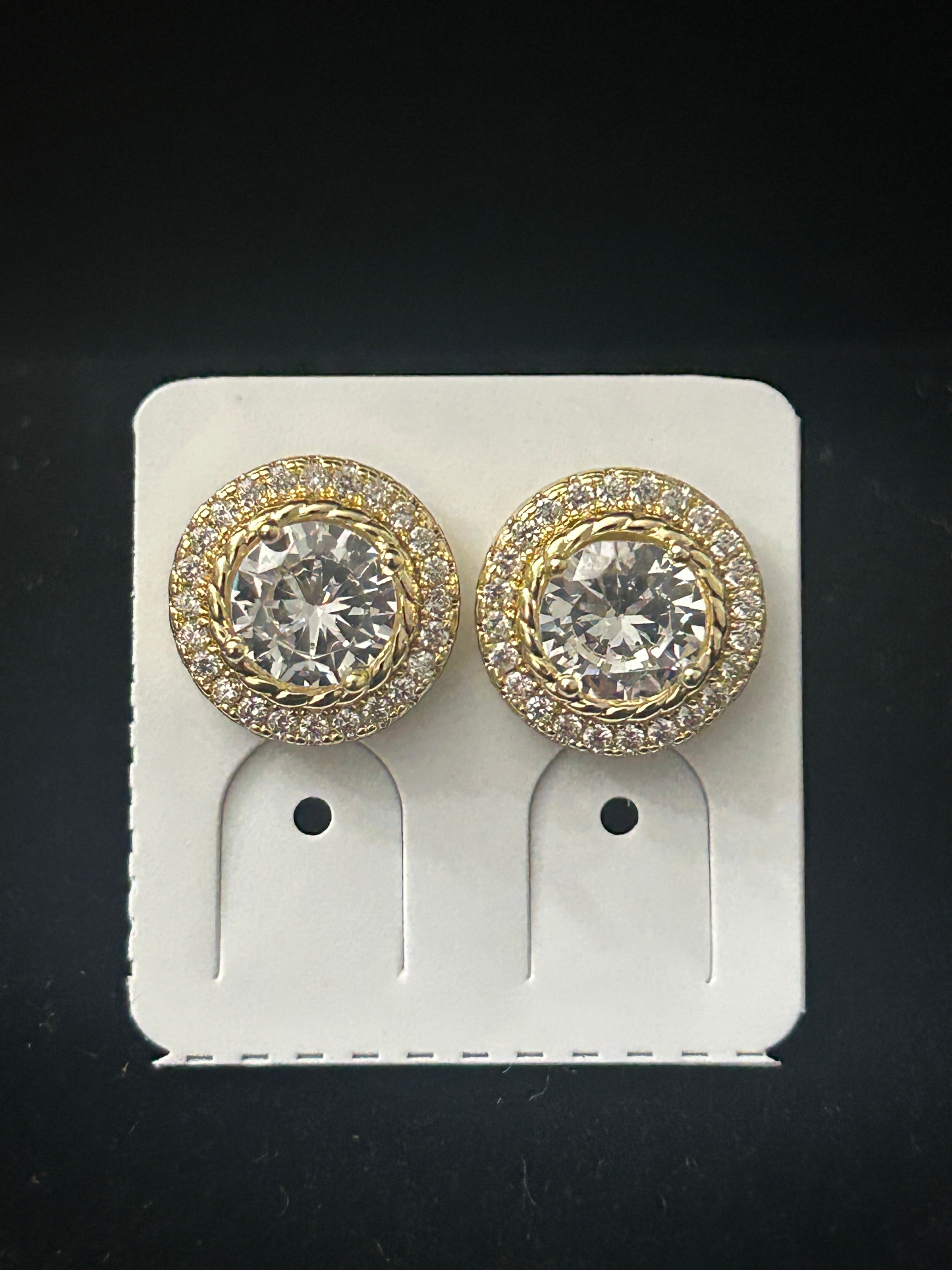 E102 - 14k Gold VVS CZ Round Studs