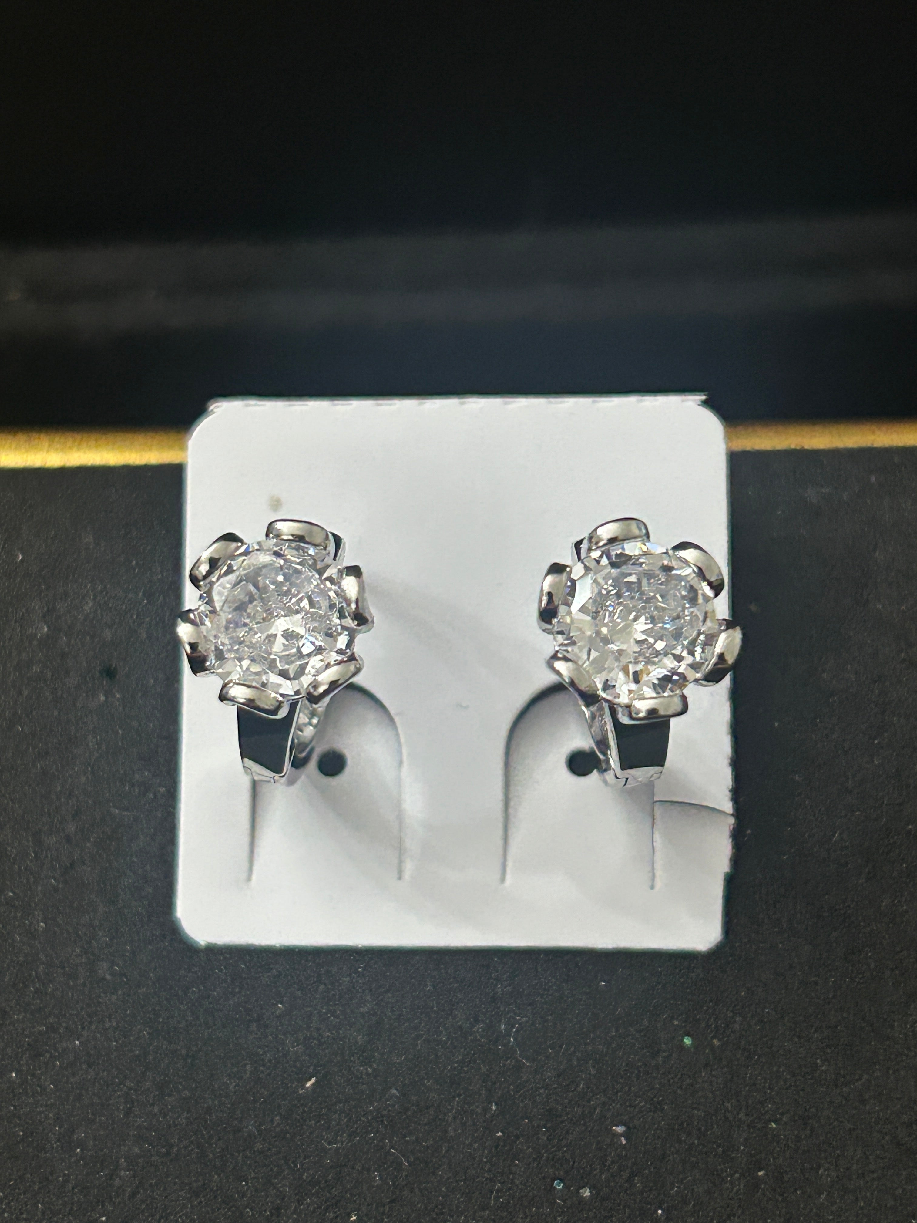 E107 - 14k White Gold VVS CZ Small Hoops