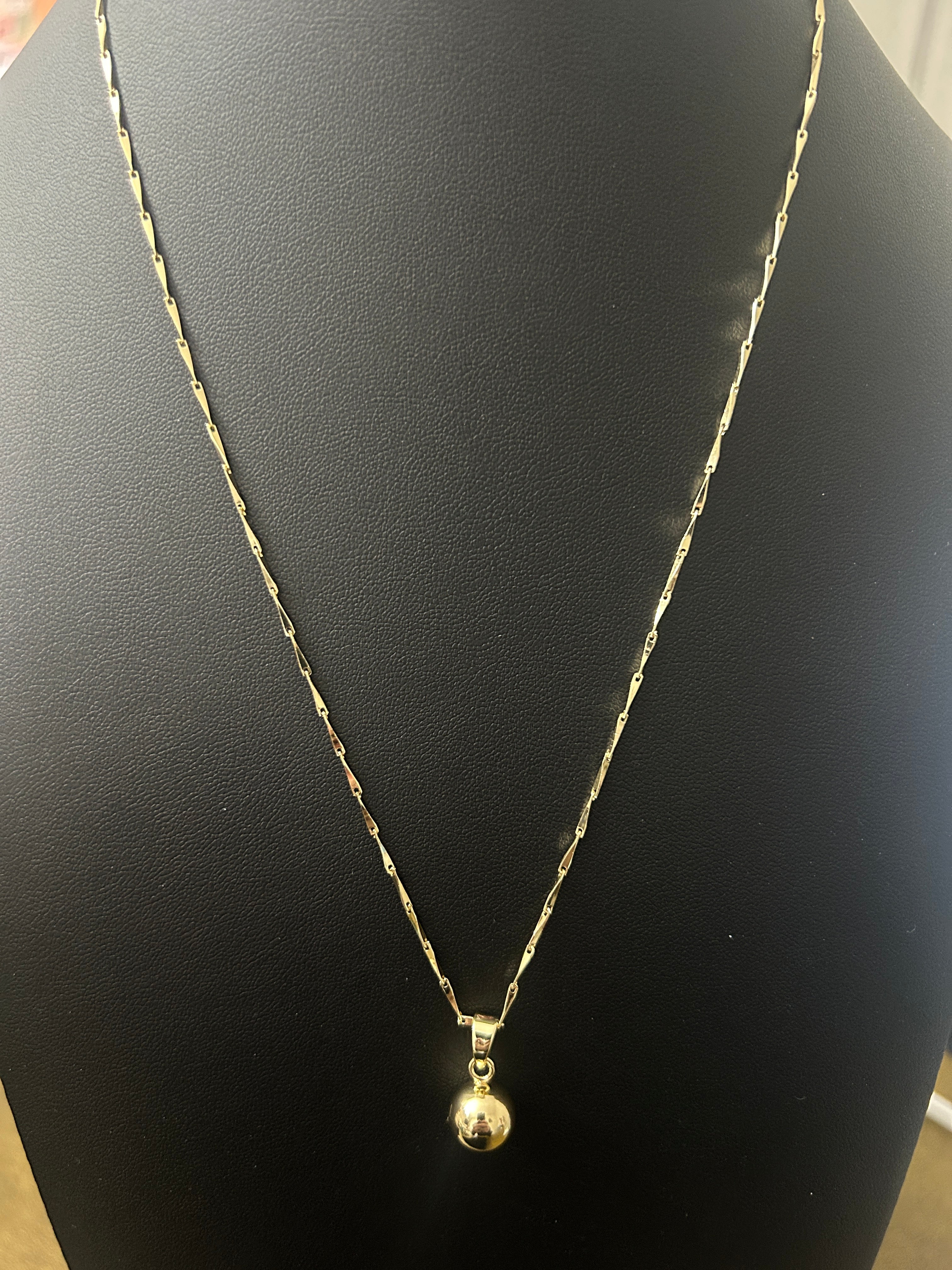 C95 - 14k Gold 20 Inch Dainty Chain /W Small Ball Pendant