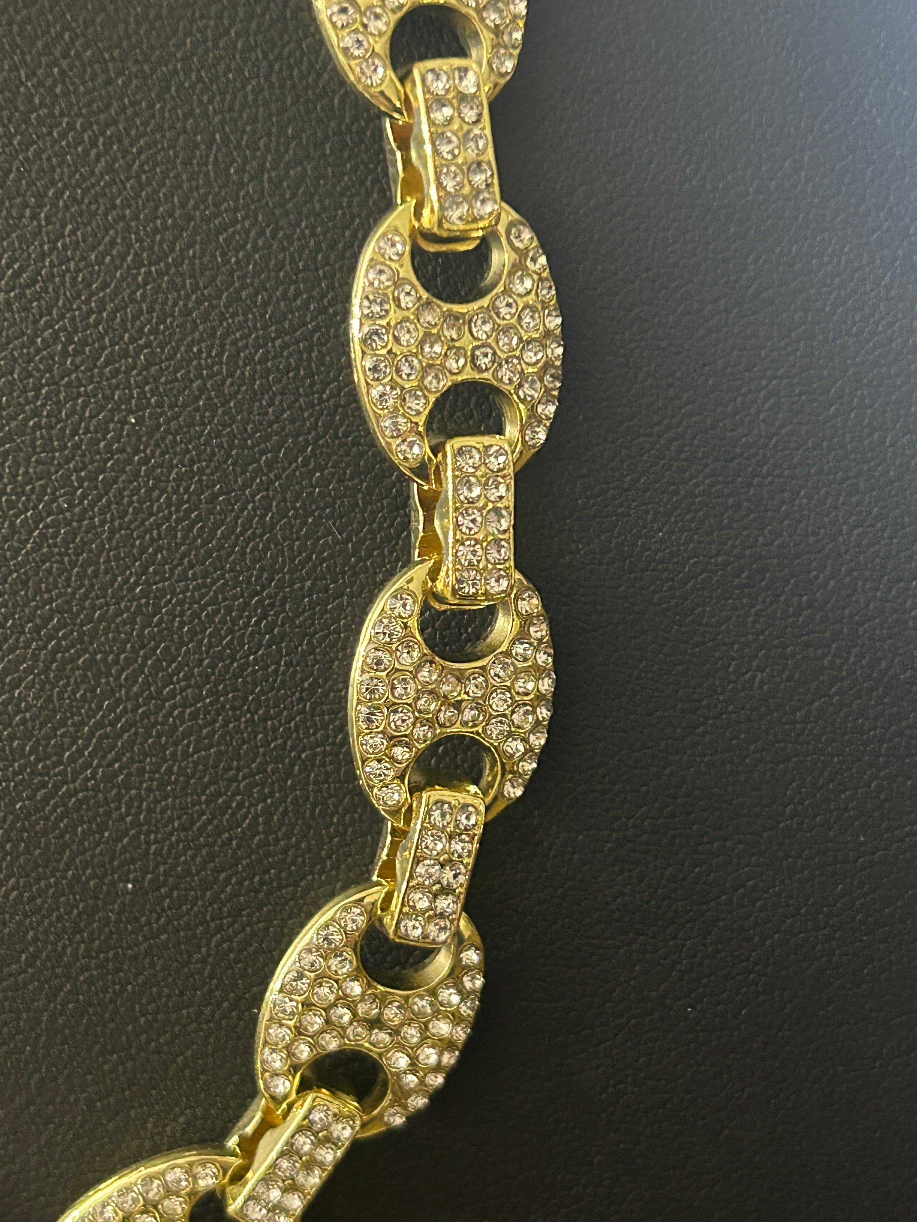 C98 - 14k Gold VVS CZ 18 Inch Gucci Link 12mm