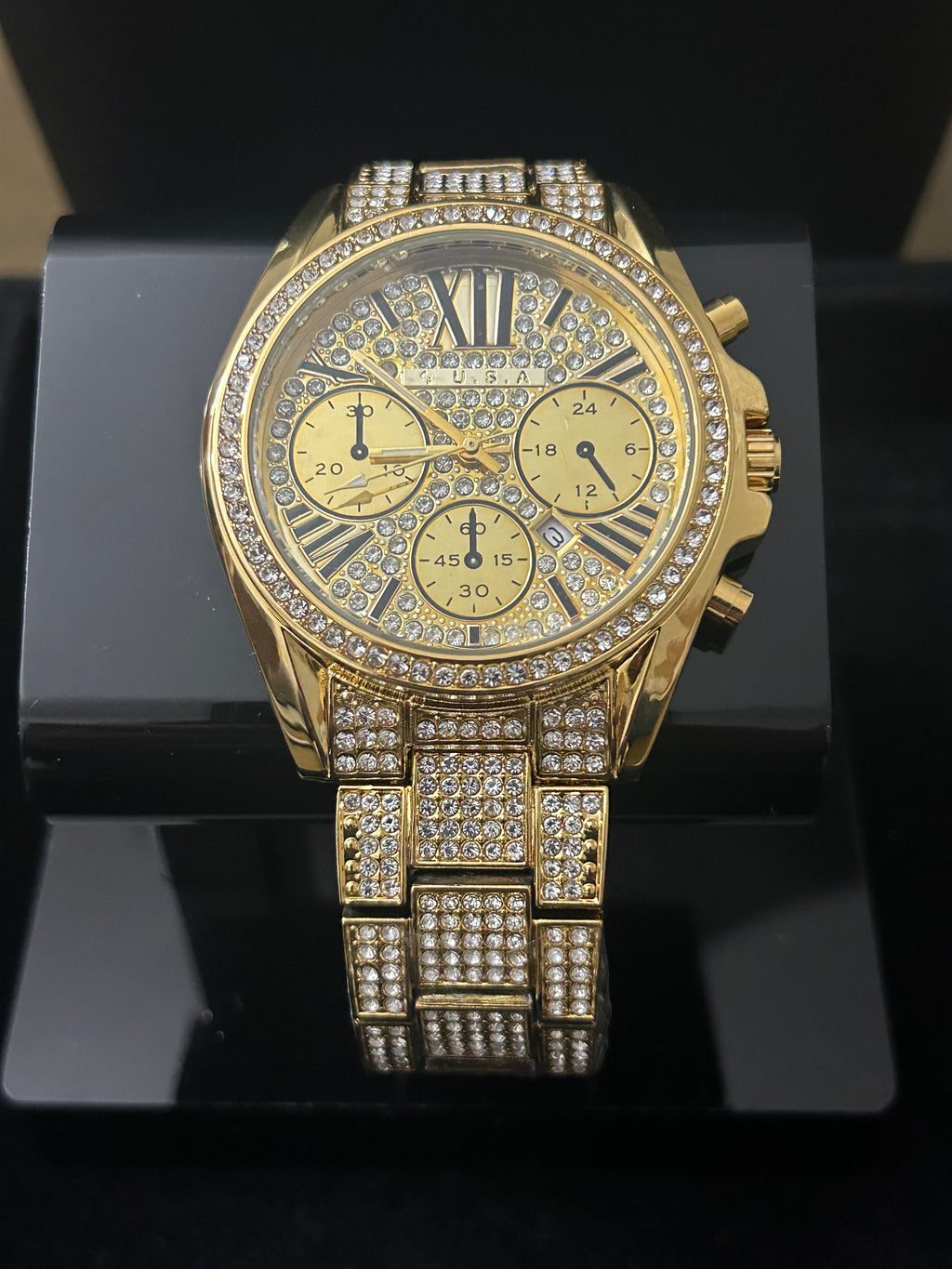 W21 - 40mm Gold Iced Out VVS CZ Cartier Style