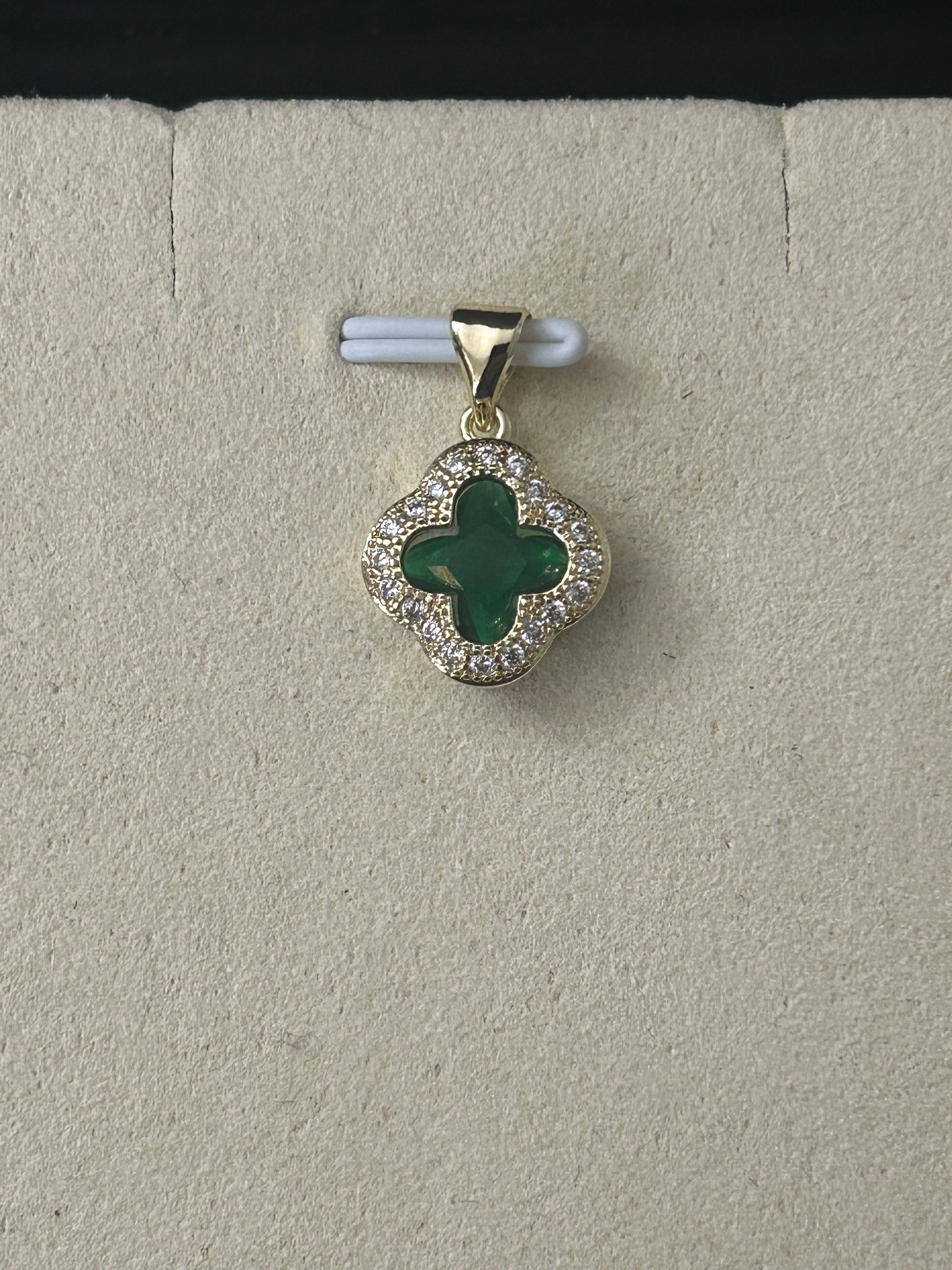 14k Gold VVS CZ Small Green Clover