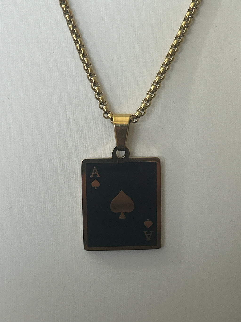 24 Inch Gold Box Chain W/ Ace of Spade