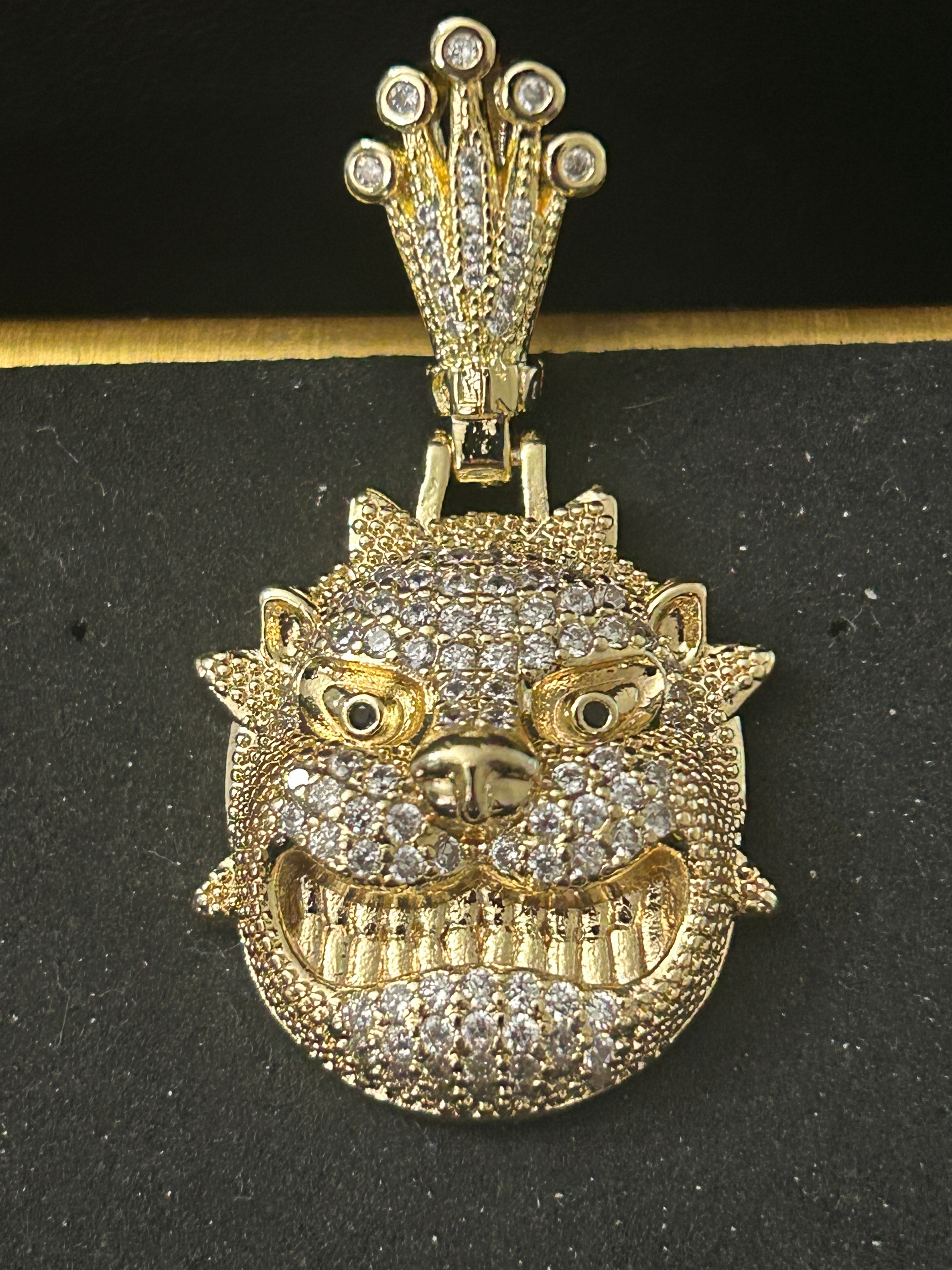 14k Gold VVS CZ Bulldog Pendant