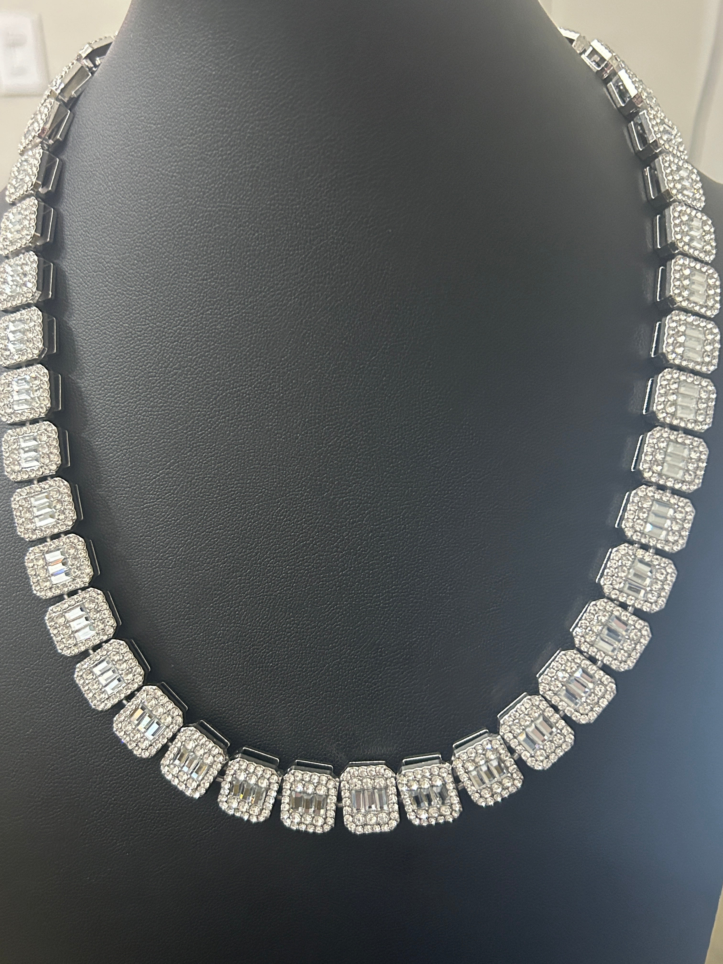 20Inch White Gold Stainless VVS CZ 13MM