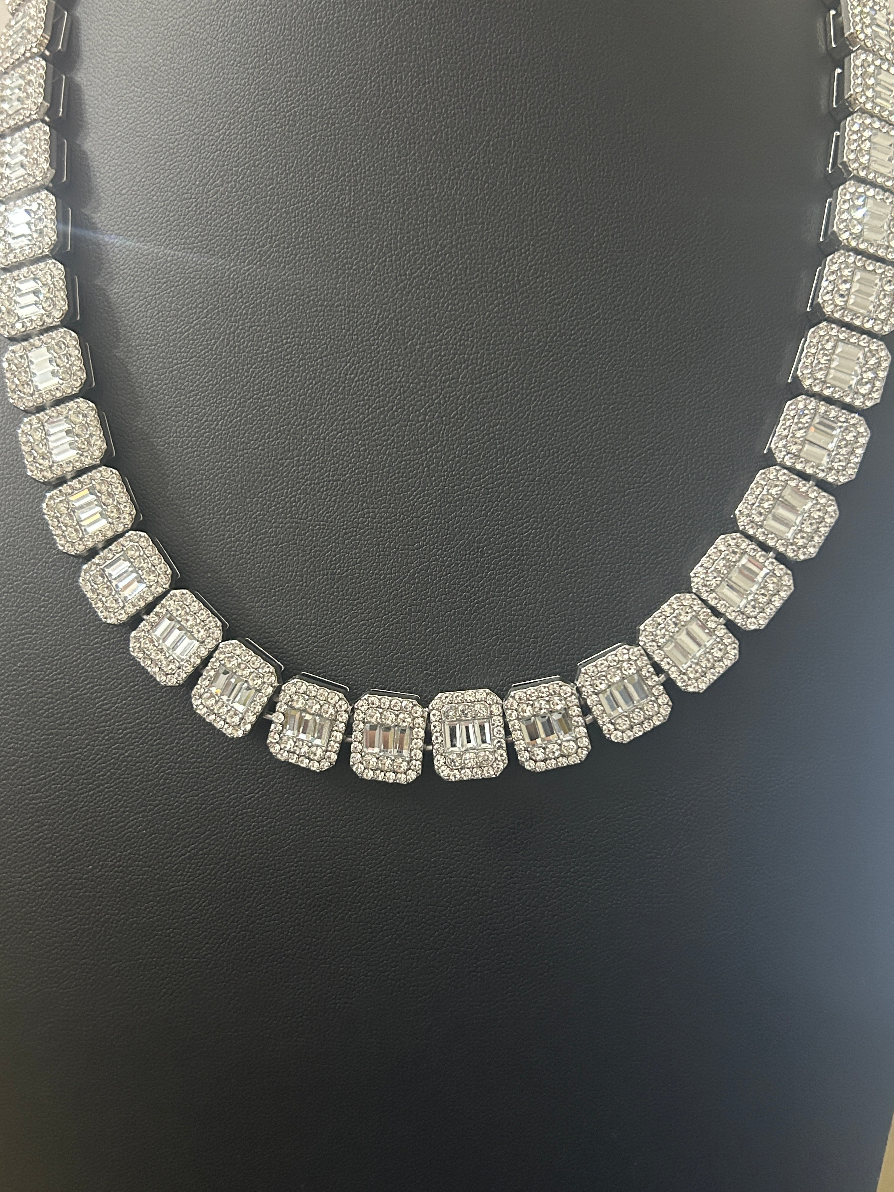 20Inch White Gold Stainless VVS CZ 13MM