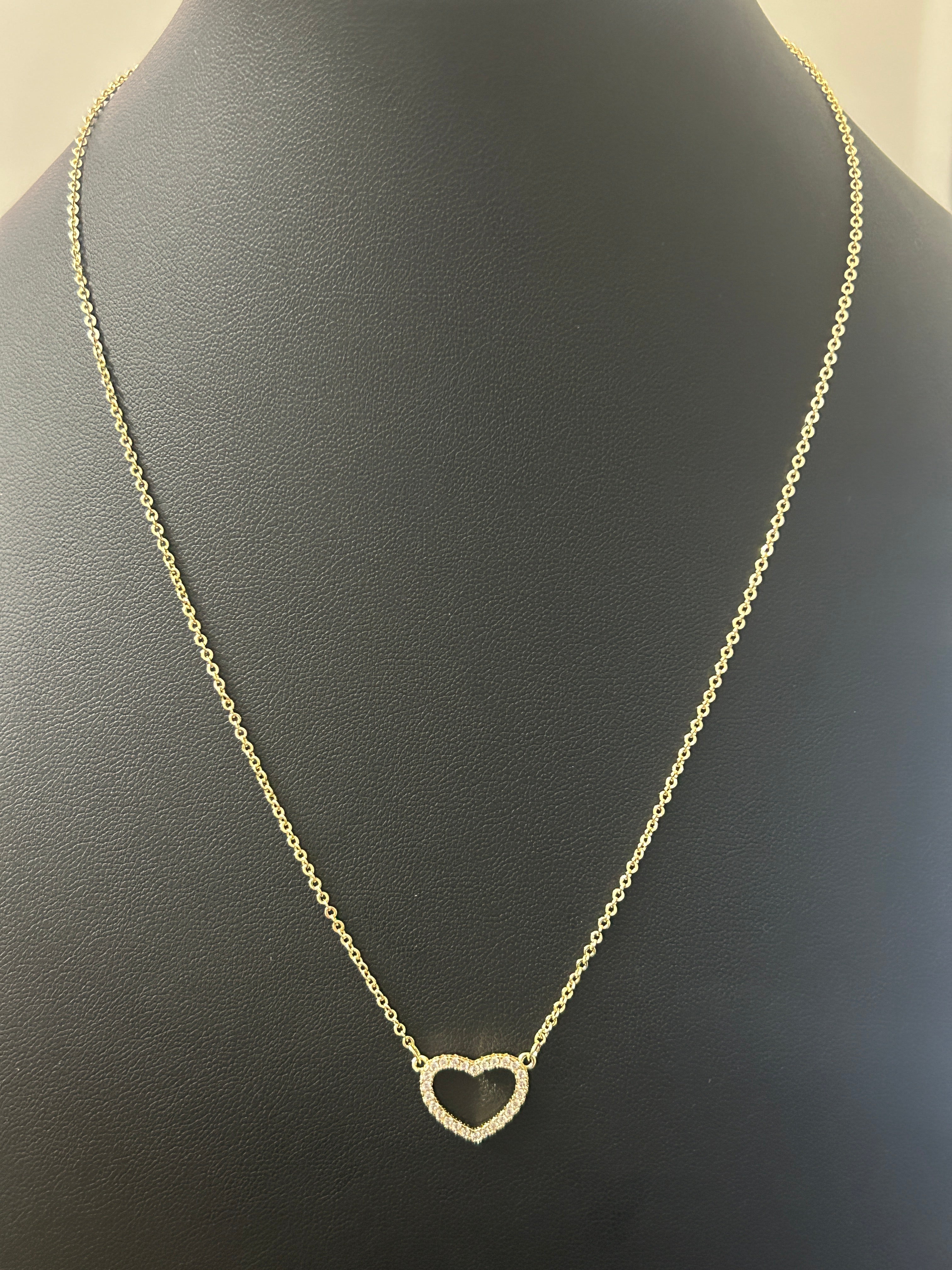 14k Gold 16-18 Inch Chain W/ VVS CZ Heart