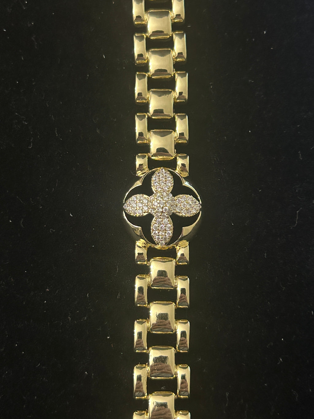 14k Gold 8inch VVS CZ Clovers Bracelet