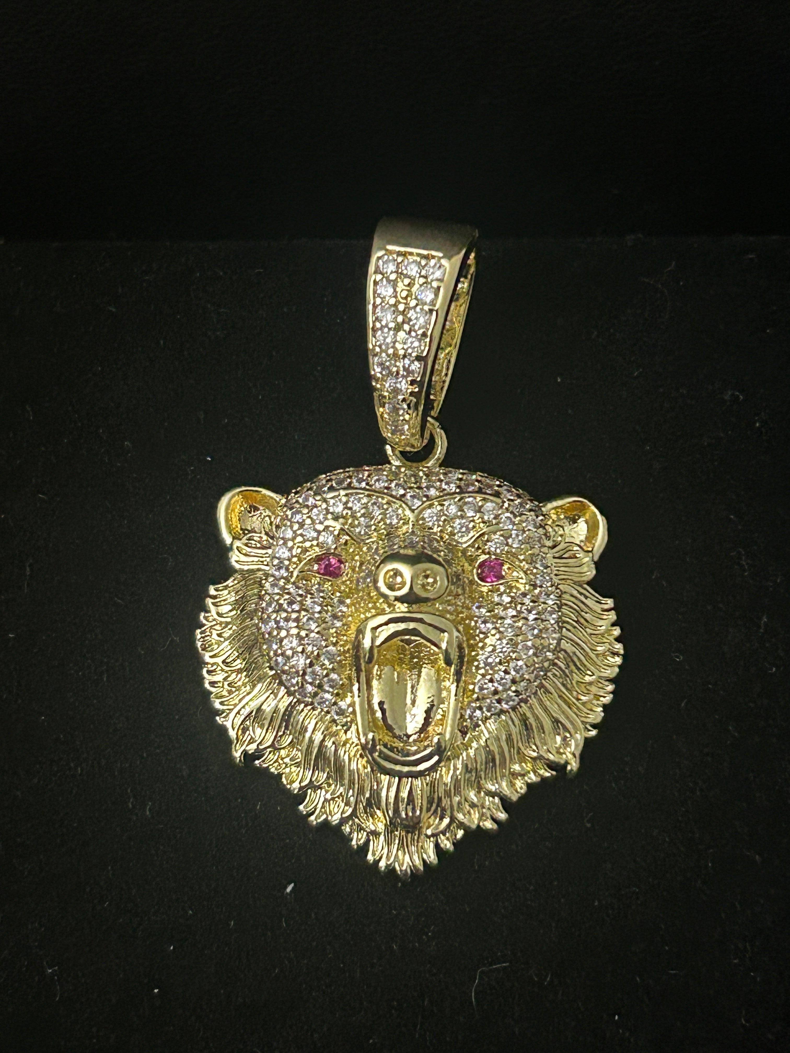 14k Gold VVS CZ Bear Head