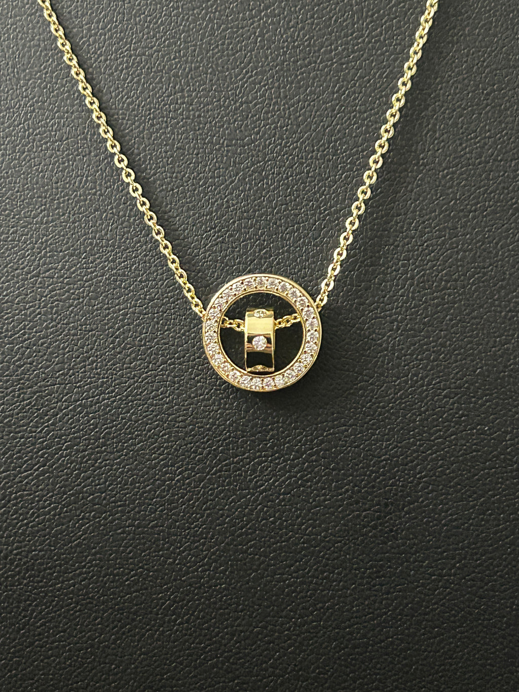 14k Gold 16-18in W/ VVS CZ Circle Pendant