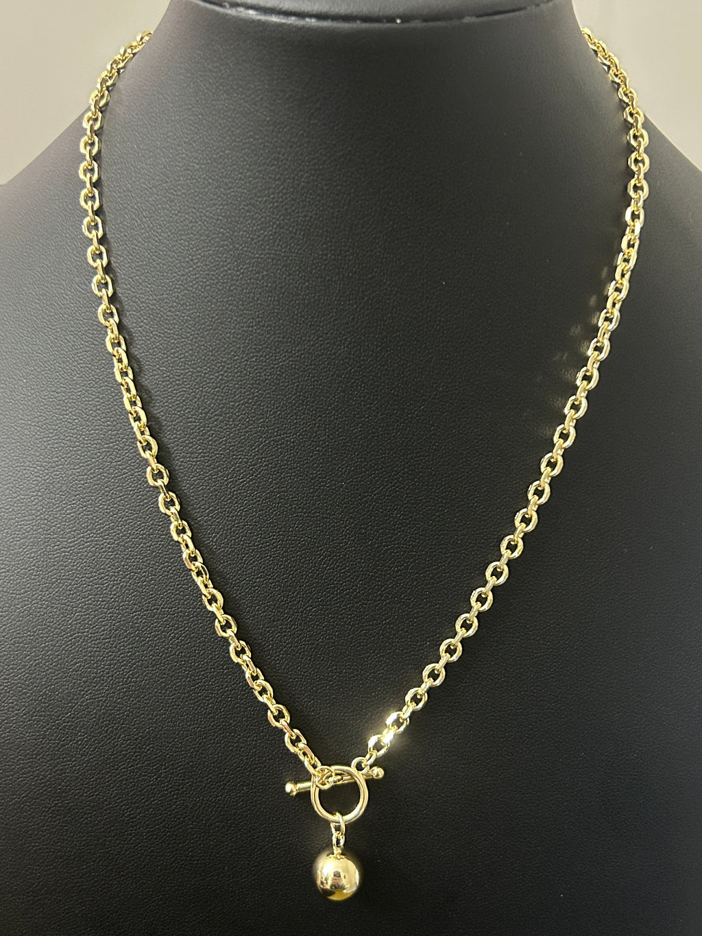14K Gold 18in Necklace W/ Ball Charm