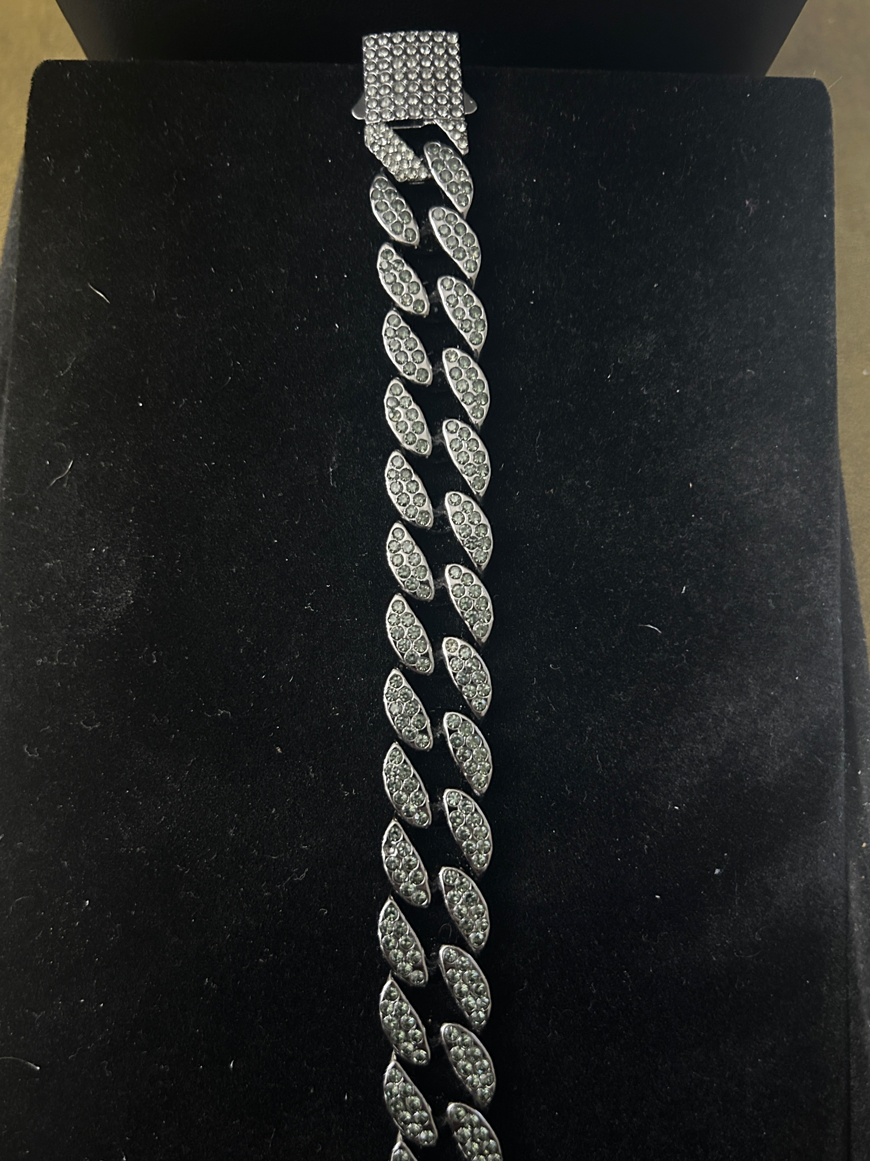 8.5in VVS CZ Iced Out Rhodium/Stainless Cuban