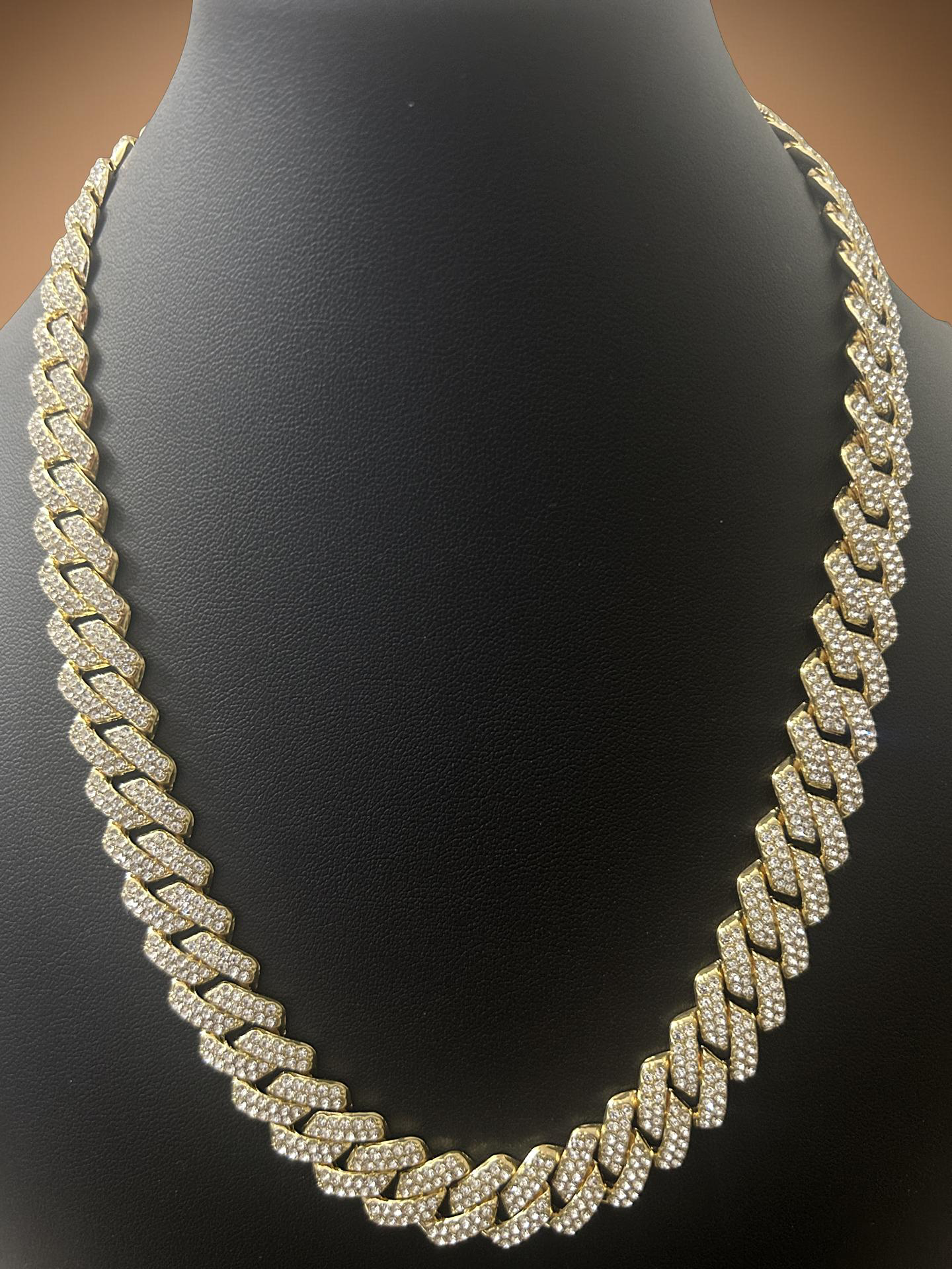 20" 14mm Iced Out Cuban Chain – 14K Gold Over Copper w/ VVS CZ Stones