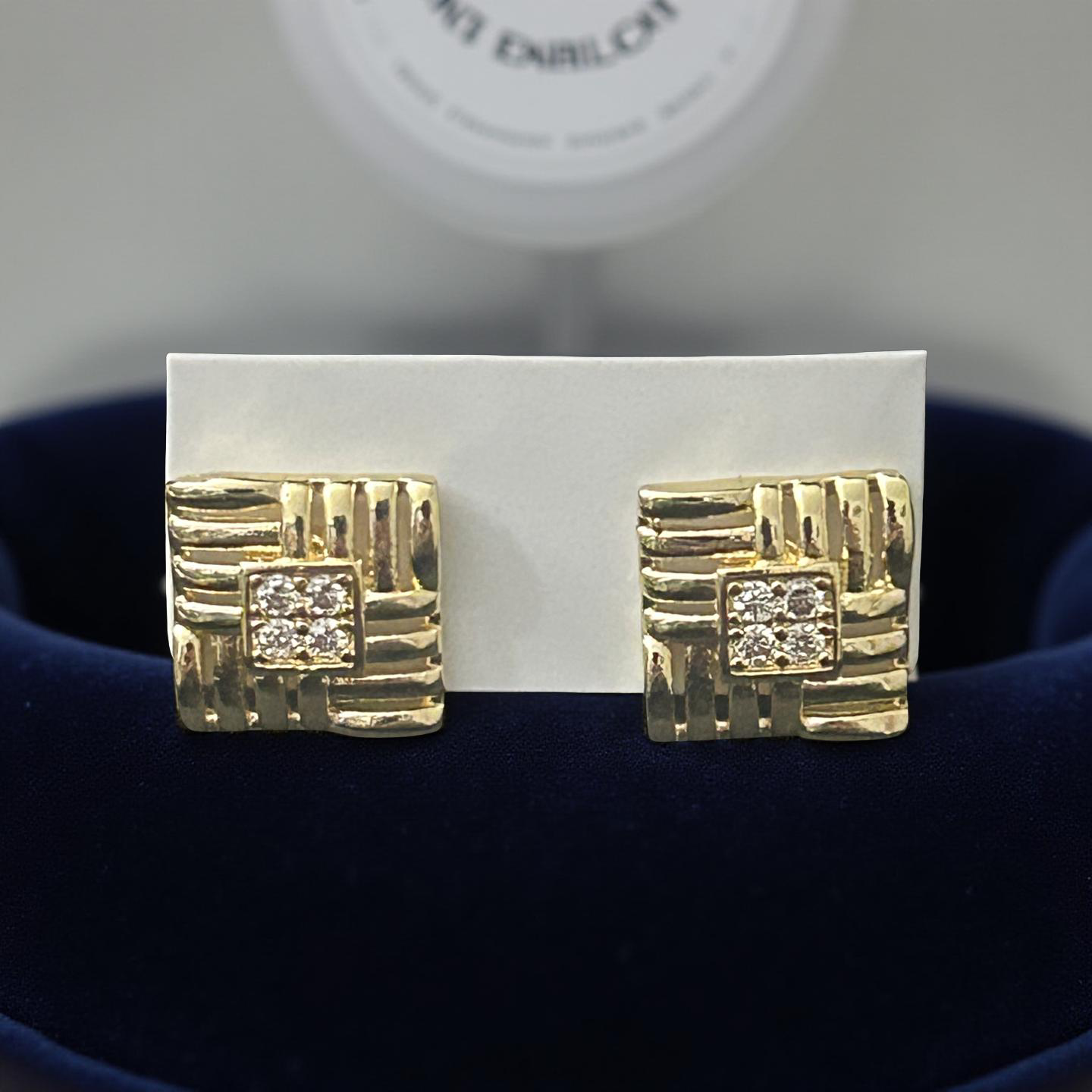 14k Gold VVS CZ Square Studs