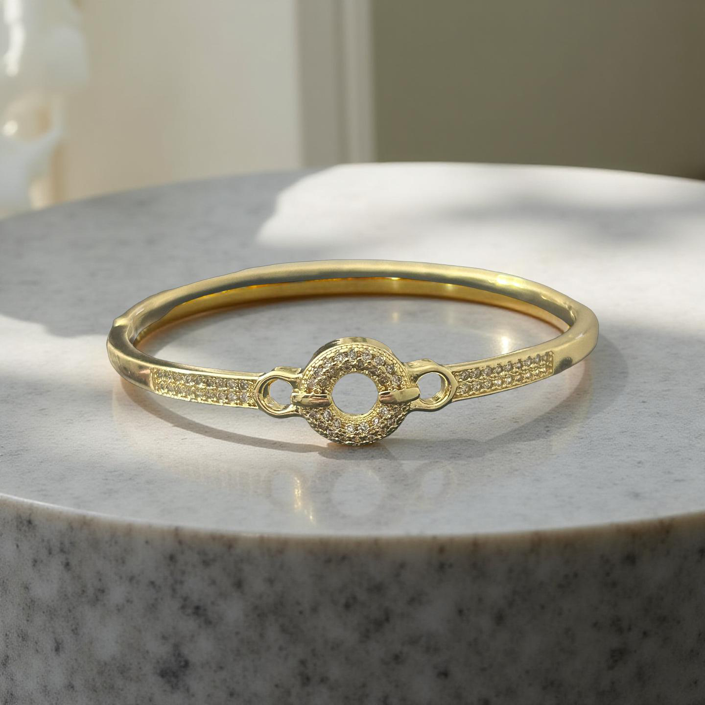 14k Gold VVS CZ Bangle 7in