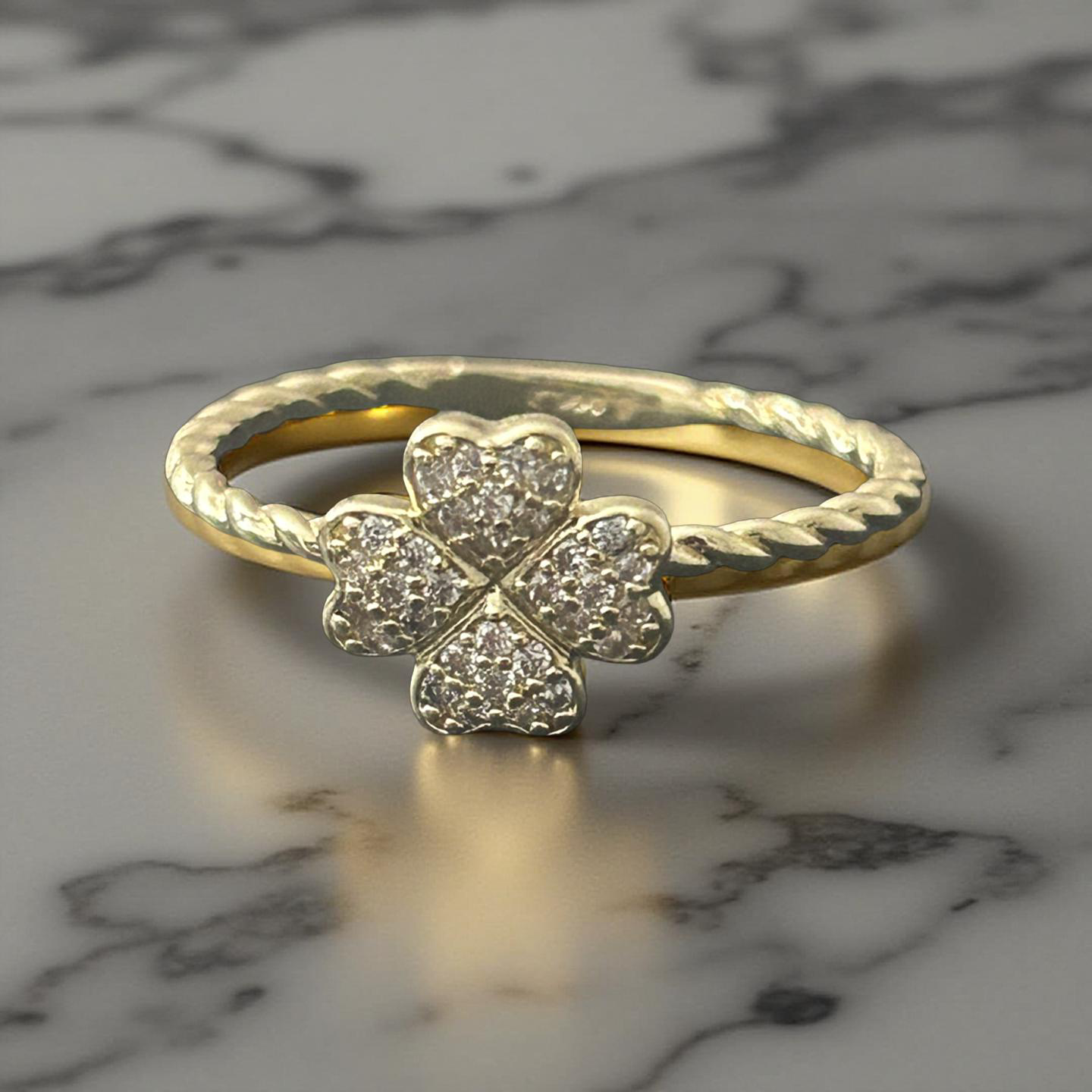 14k Gold Filled VVS CZ Clover Size 7