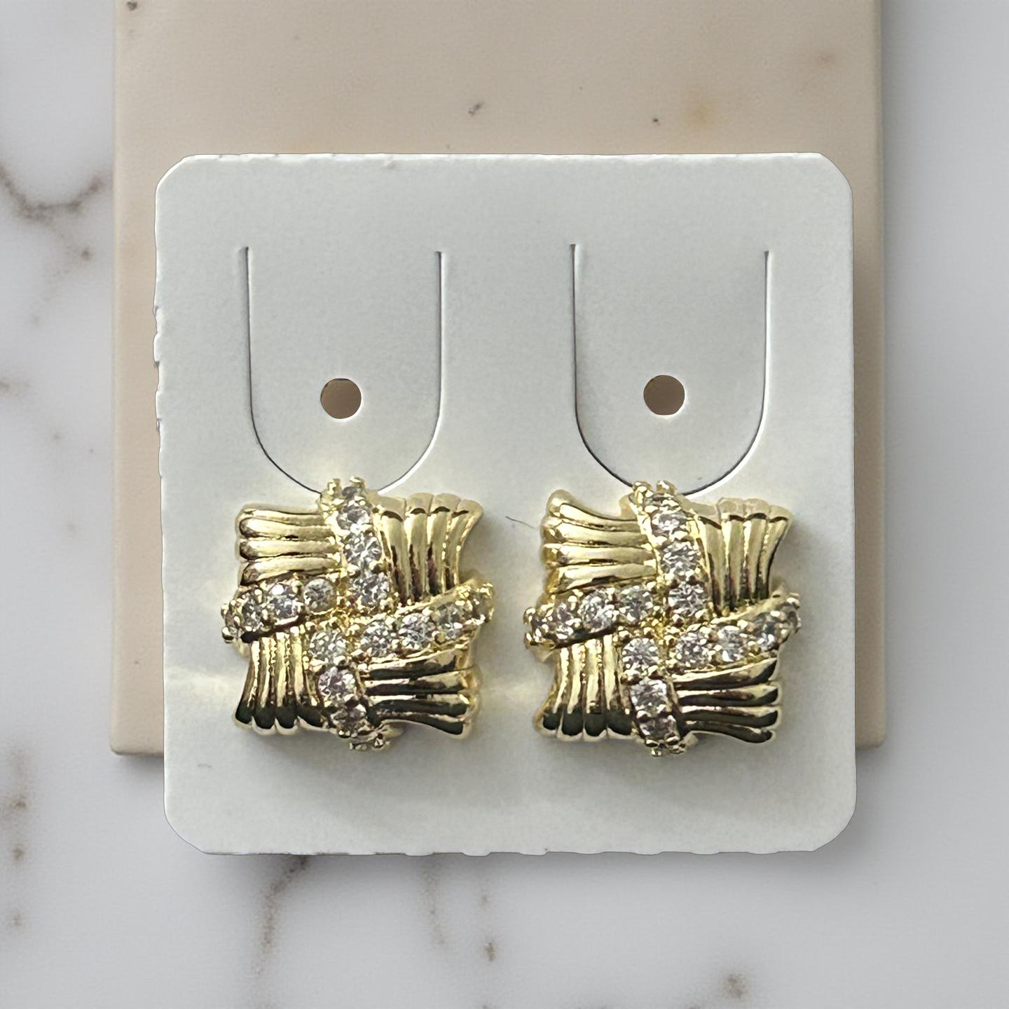 14k Gold VVS CZ Square Studs