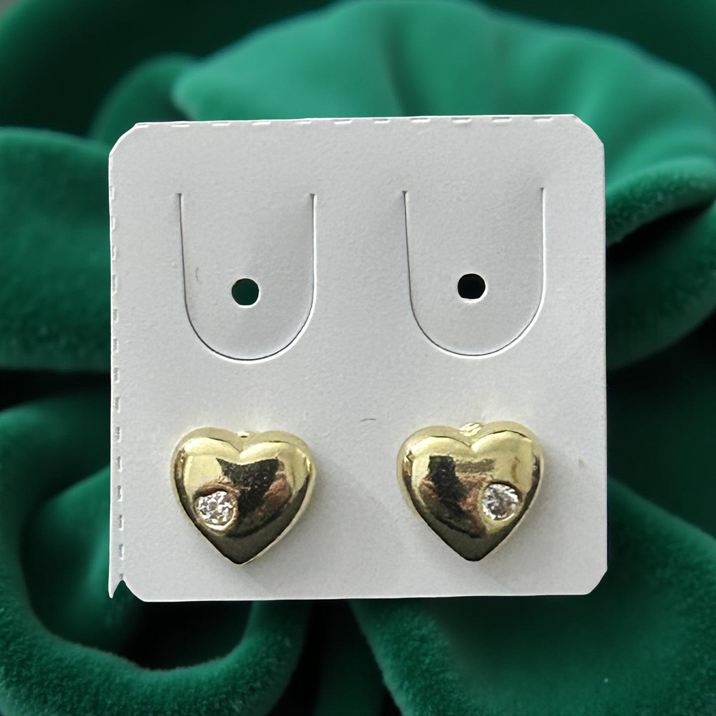 14k Gold VVS CZ Small Heart Studs