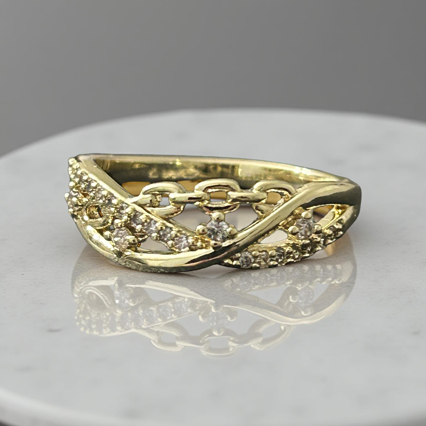 14k Gold VVS CZ Size 7