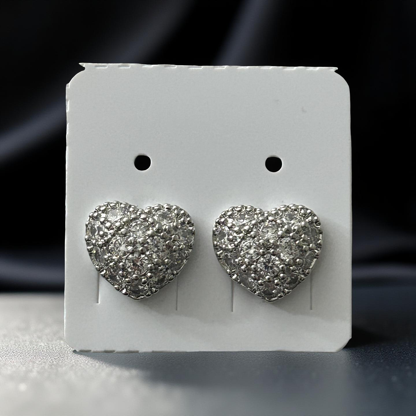14k White Gold VVS CZ Heart Studs