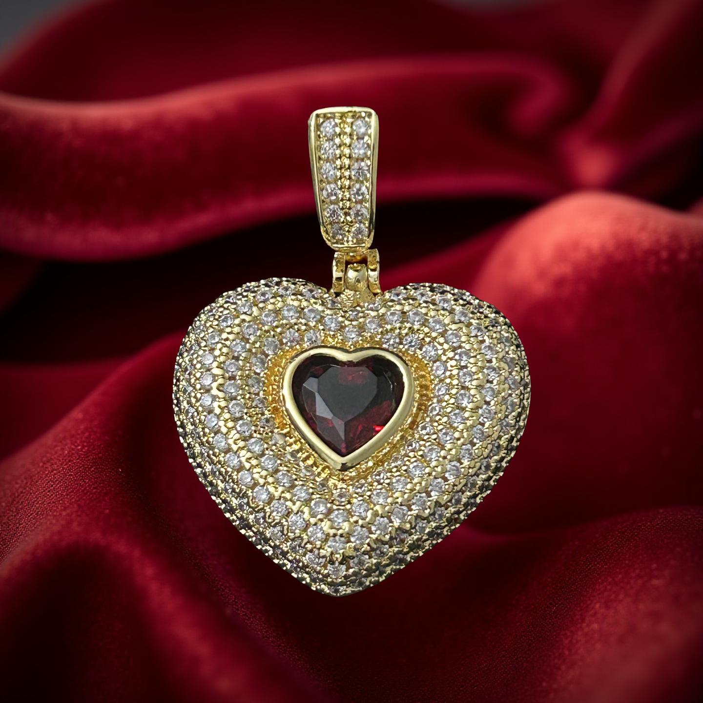 14k Gold VVS CZ Large Heart Pendant