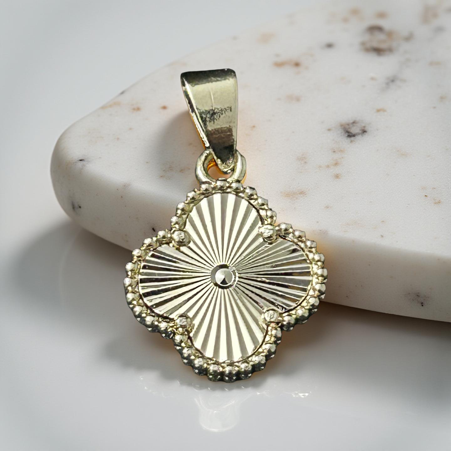 14k Gold Medium Size Clover Pendant