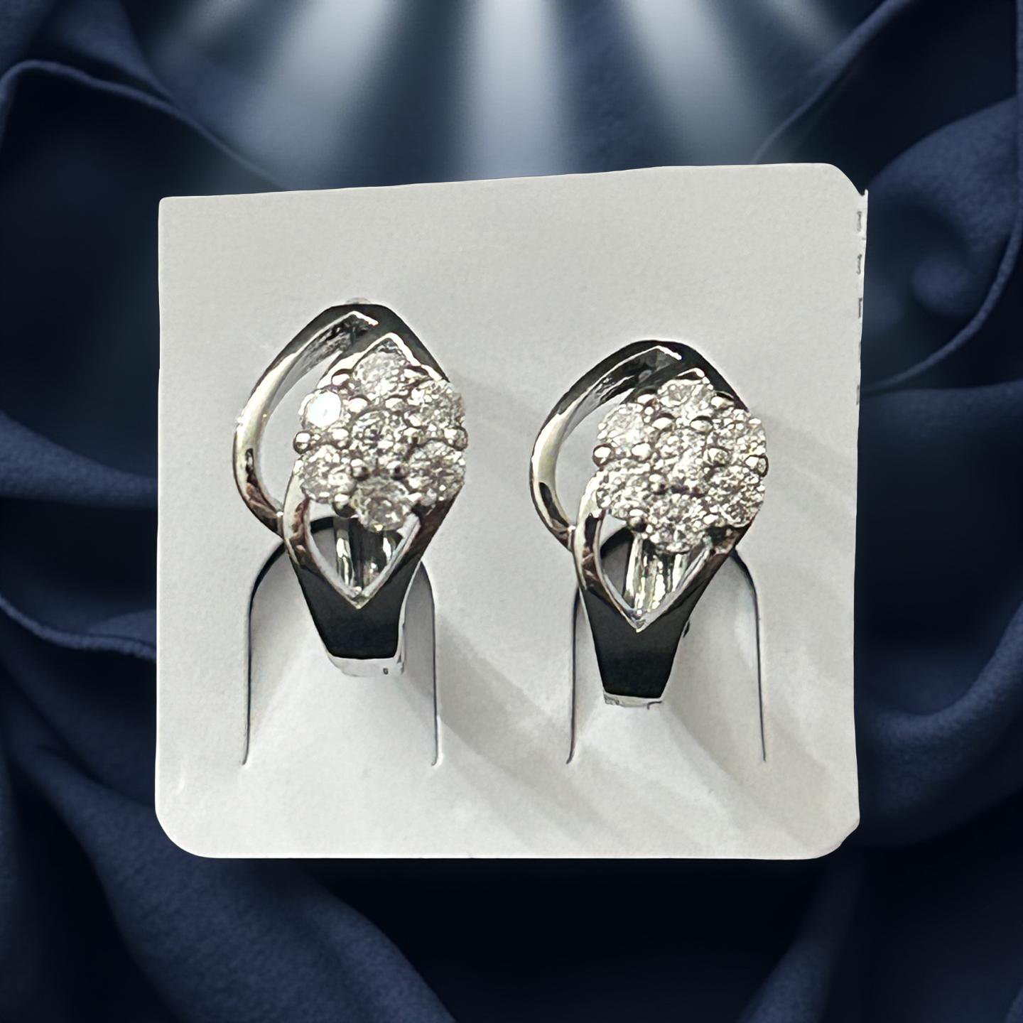 14k White Gold VVS CZ Hoops