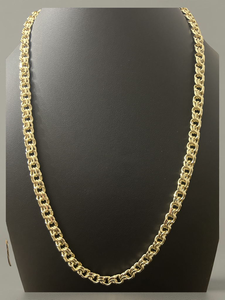 24" 8mm Byzantine Chain – 14K Gold Filled Over Brass Bold Woven Link Necklace