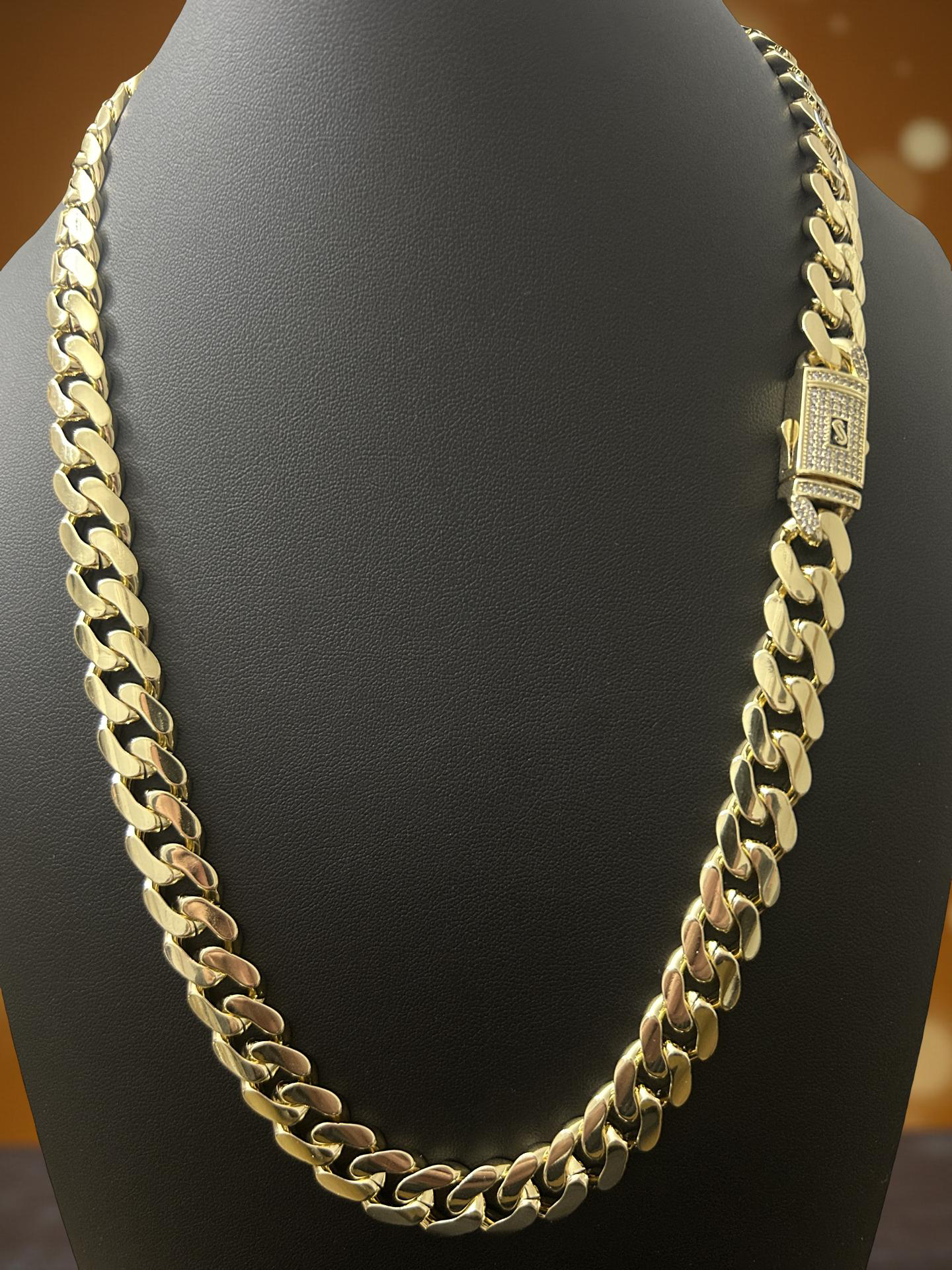 24" 12mm Cuban Chain – 14K Gold Filled Over Brass w/ VVS CZ Iced Out Lock