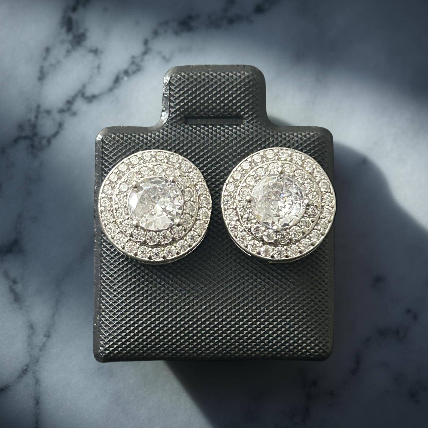 14k White Gold VVS CZ Round Studs