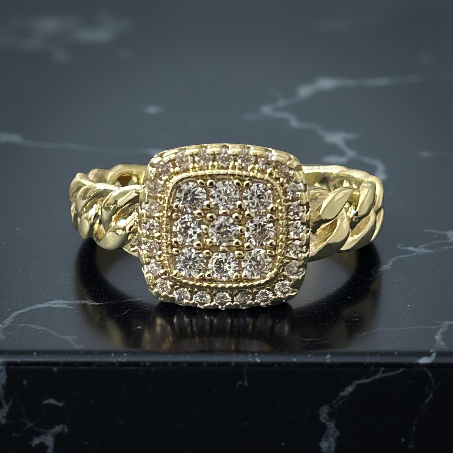 14k Gold VVS CZ Square Size 8 Ring