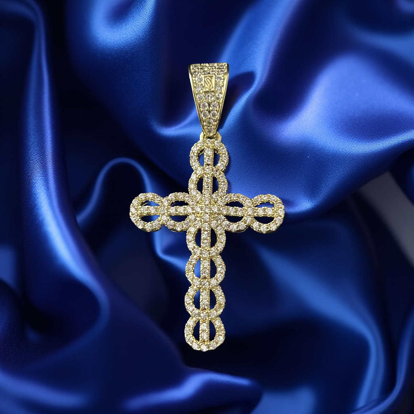 14k Gold VVS CZ Cross Pendant