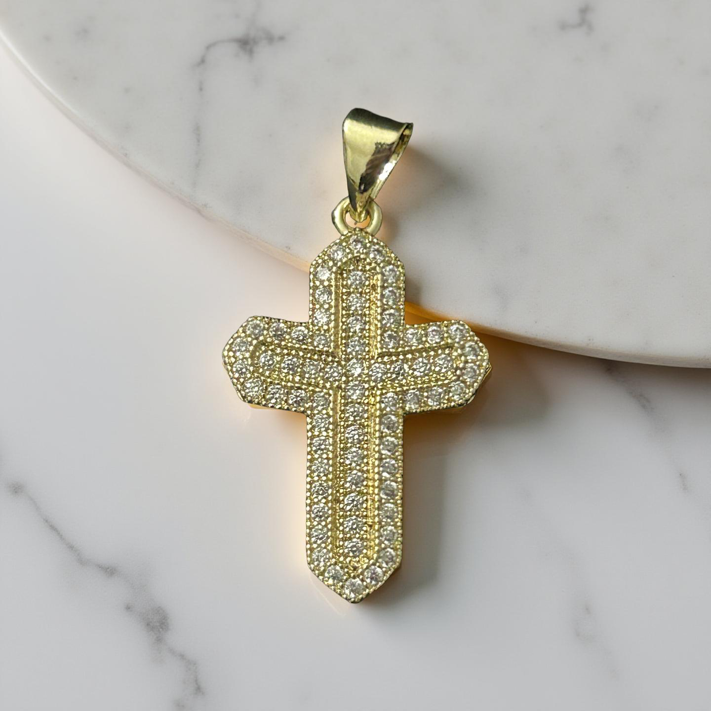 14k Gold VVS CZ Small Cross Pendant