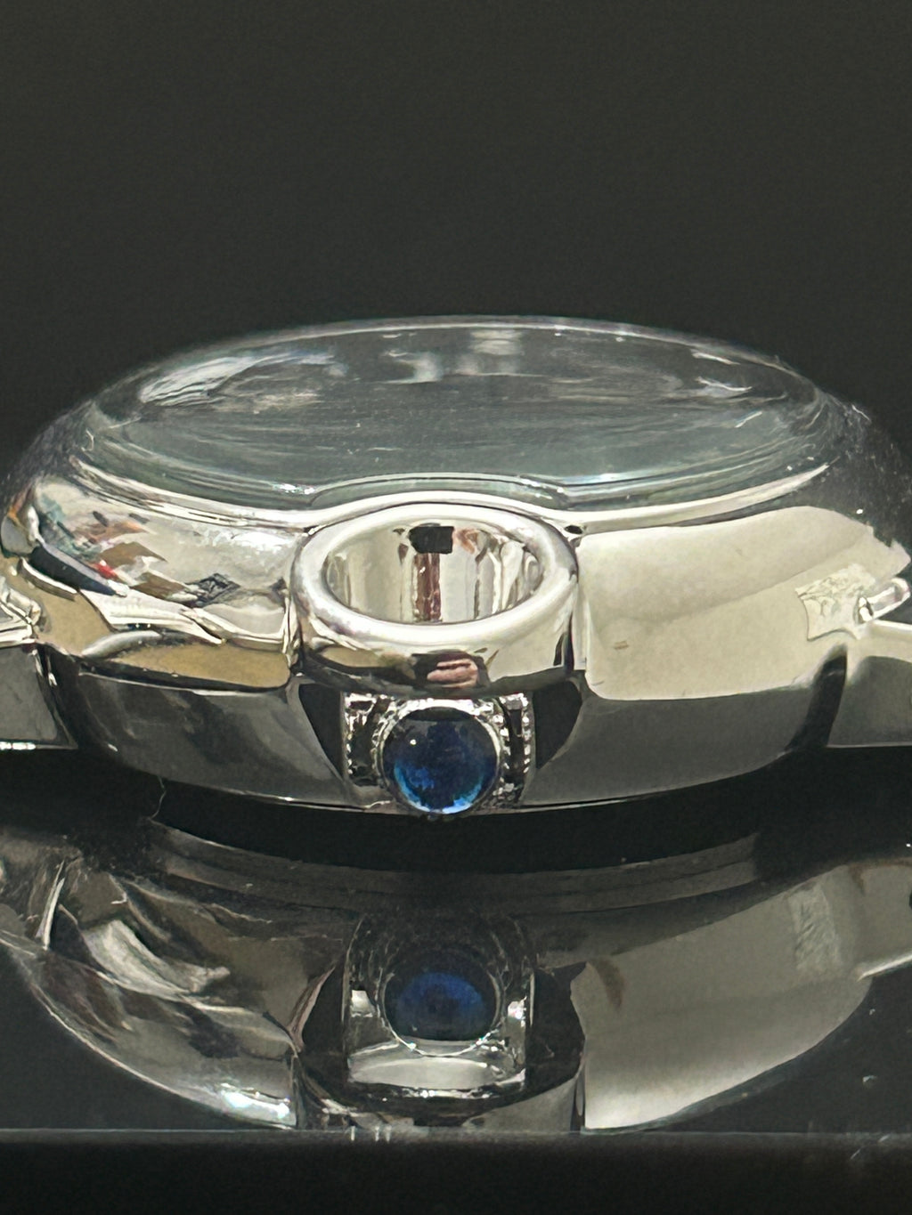 Silver Omega Style 29mm Black Face W/ Blue Hands