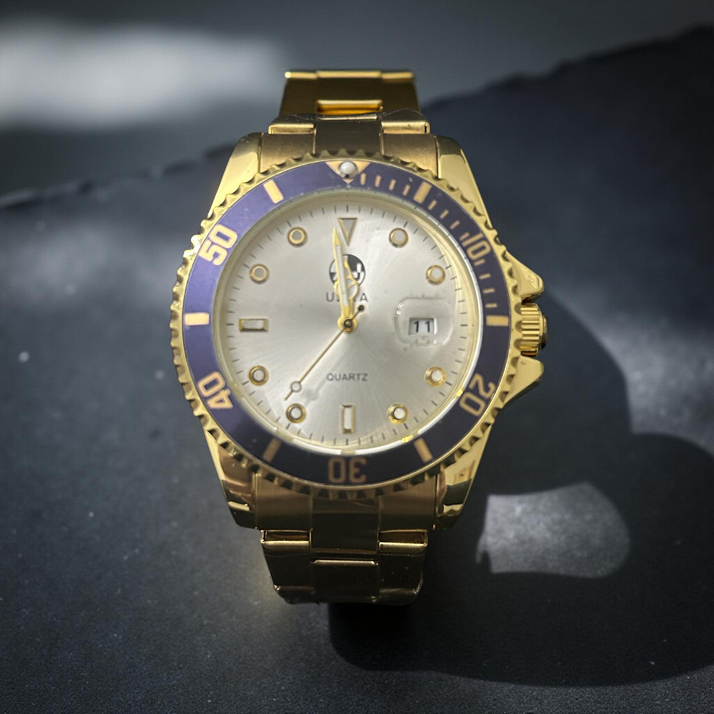 Gold Rolex Style 42mm Blue Dial