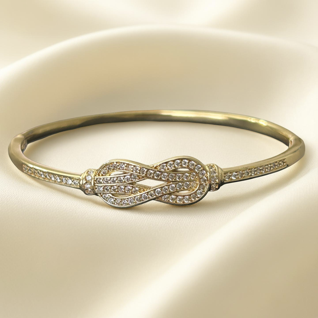 14k Gold VVS CZ Eternity Knot Bangle