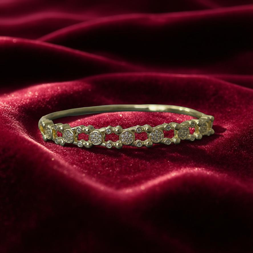 14k Gold VVS CZ 7in Bangle