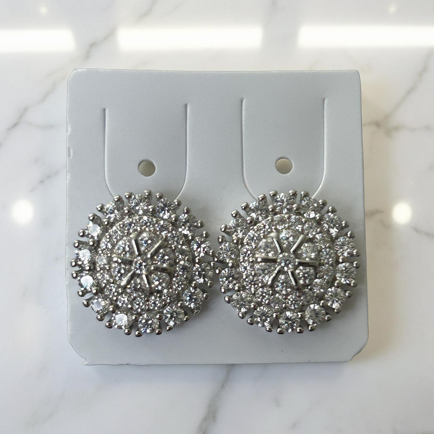 14k White Gold VVS CZ Circle Studs