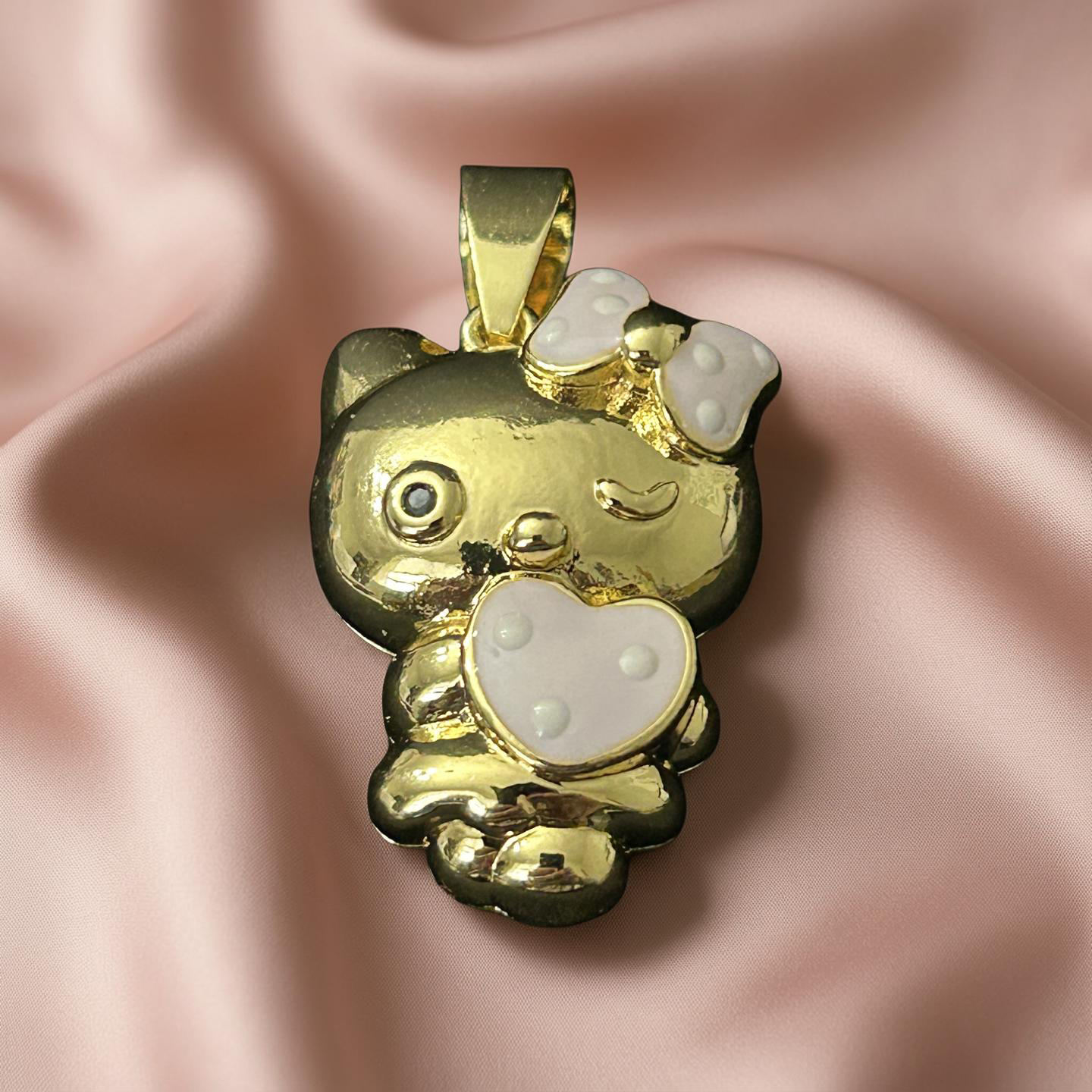 14k Gold W/Pink Accents Hello Kitty Pendant