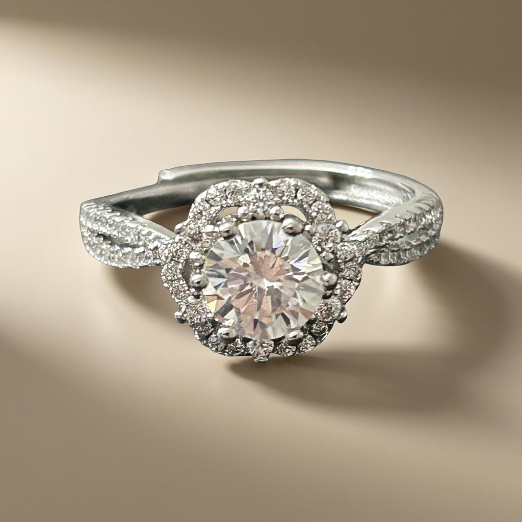 1.0ct Round Brilliant Moissanite Ring Adj. 6-12