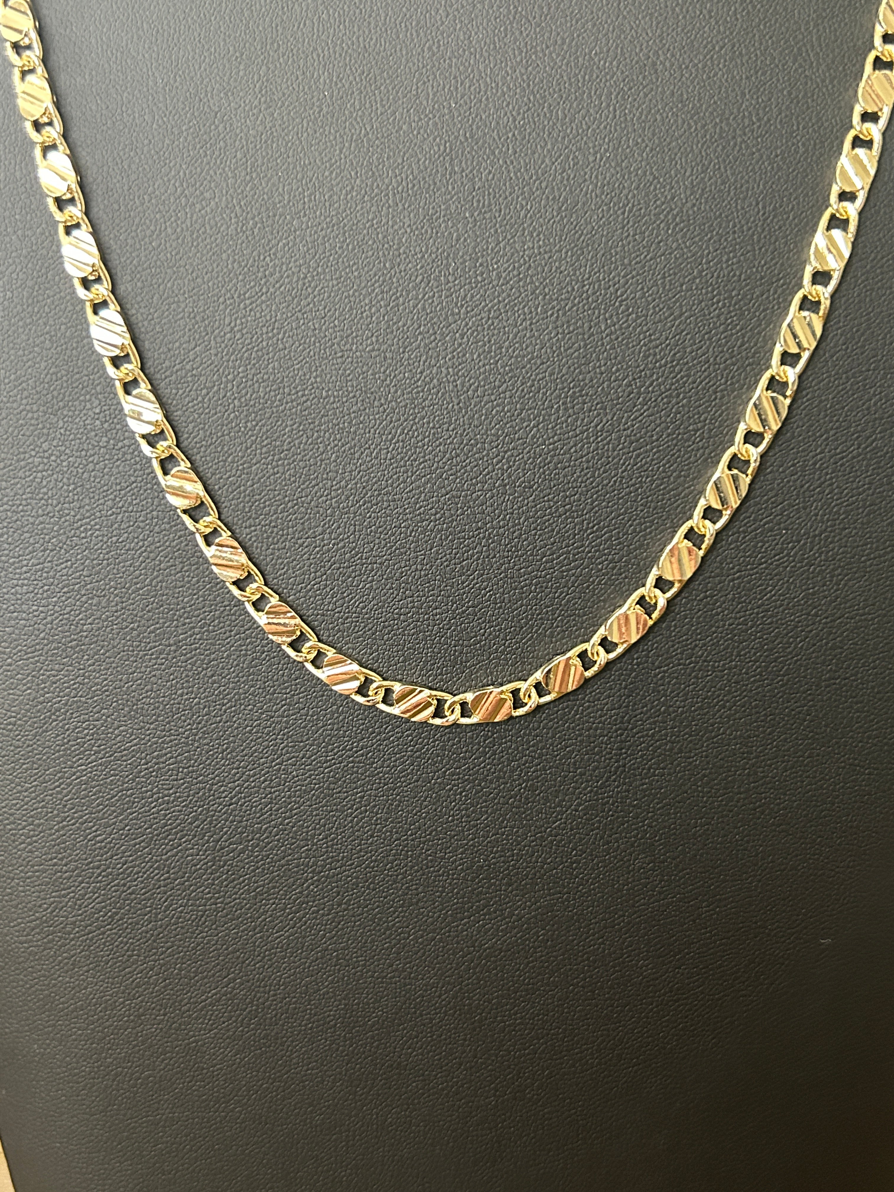 14K Gold Filled Valentino Link Chain Necklace | 24in 4mm Diamond Cut