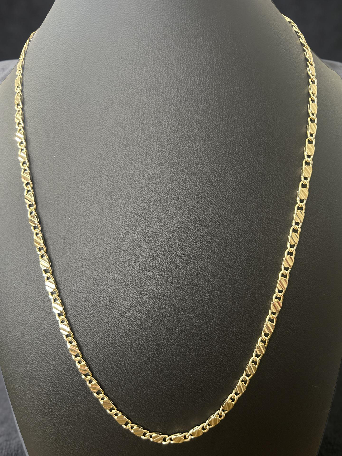 14K Gold Filled Valentino Link Chain Necklace | 24in 4mm Diamond Cut