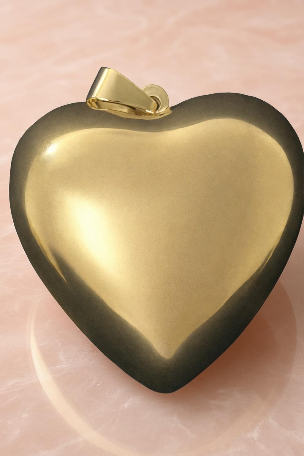 14K Gold Filled Large Hollow Bubble Heart Pendant | High Polish Statement Charm