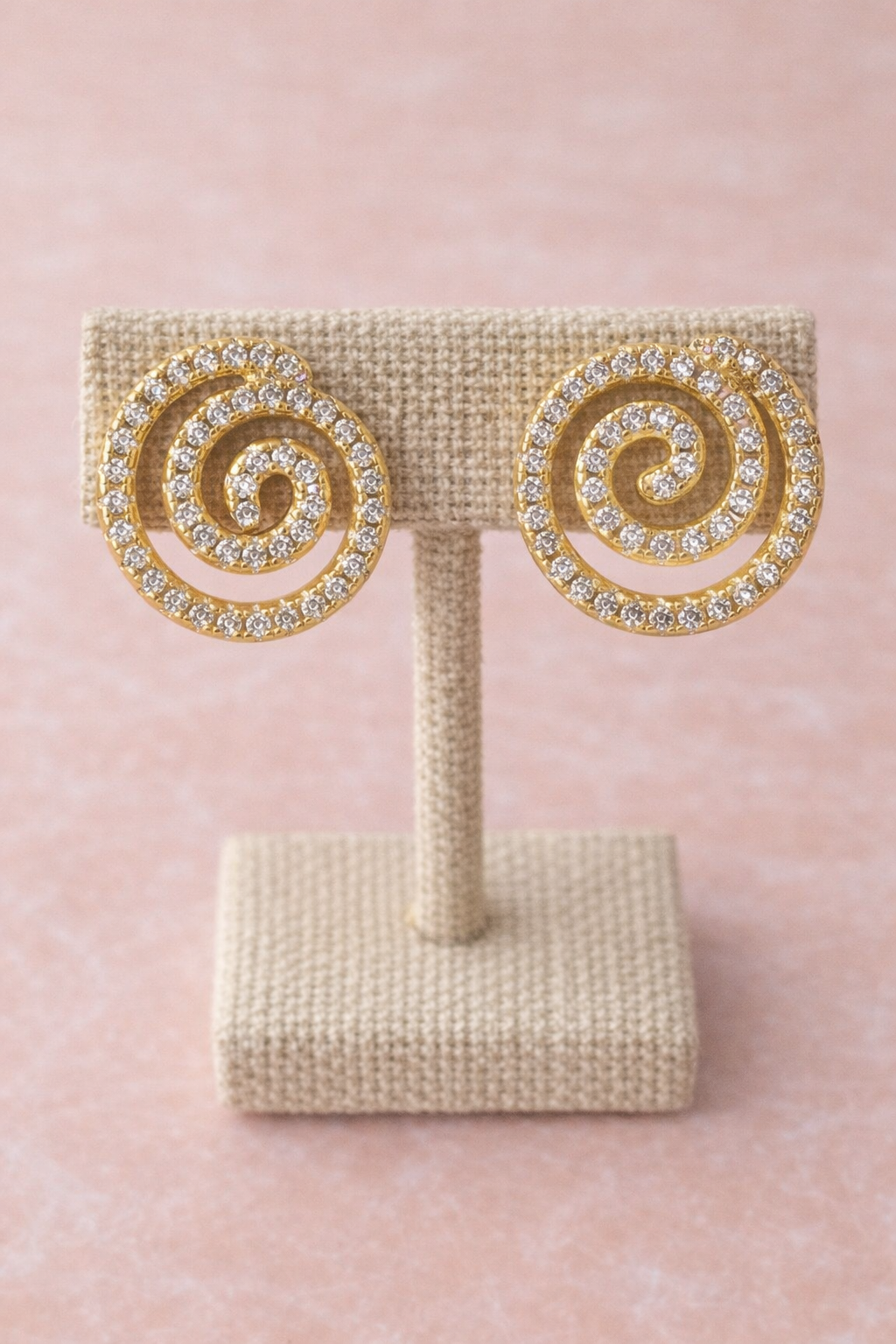 14K Gold Filled VVS CZ Spiral Stud Earrings | Push Back