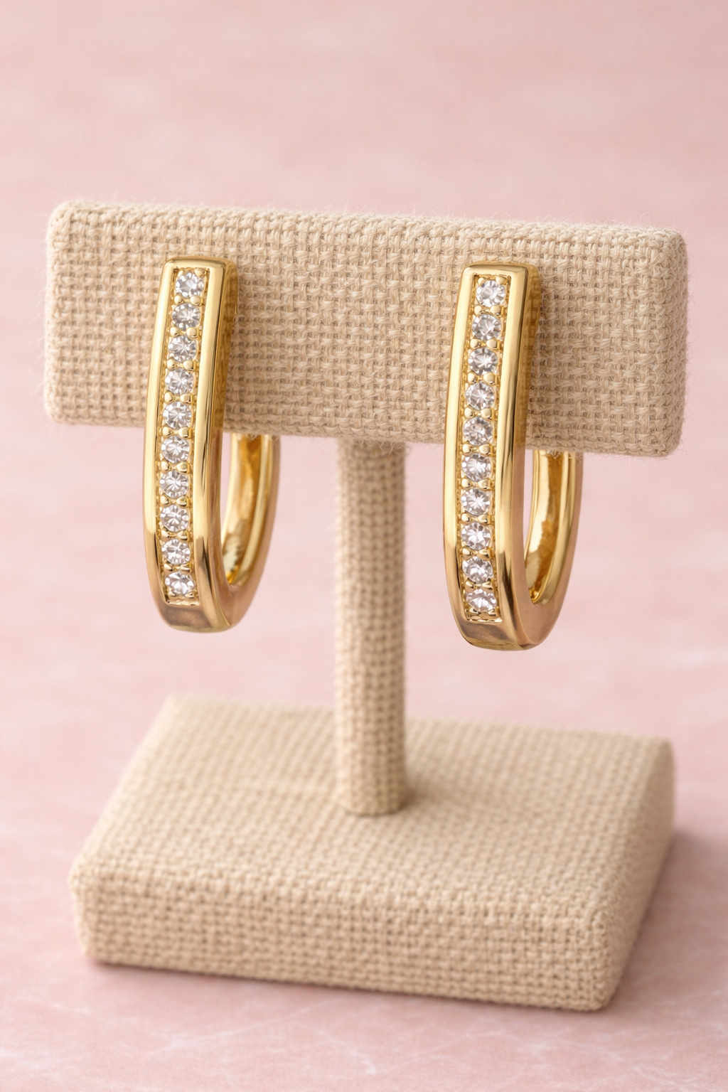 14K Gold Filled VVS CZ Oval Hoop Earrings | High Polish Huggies