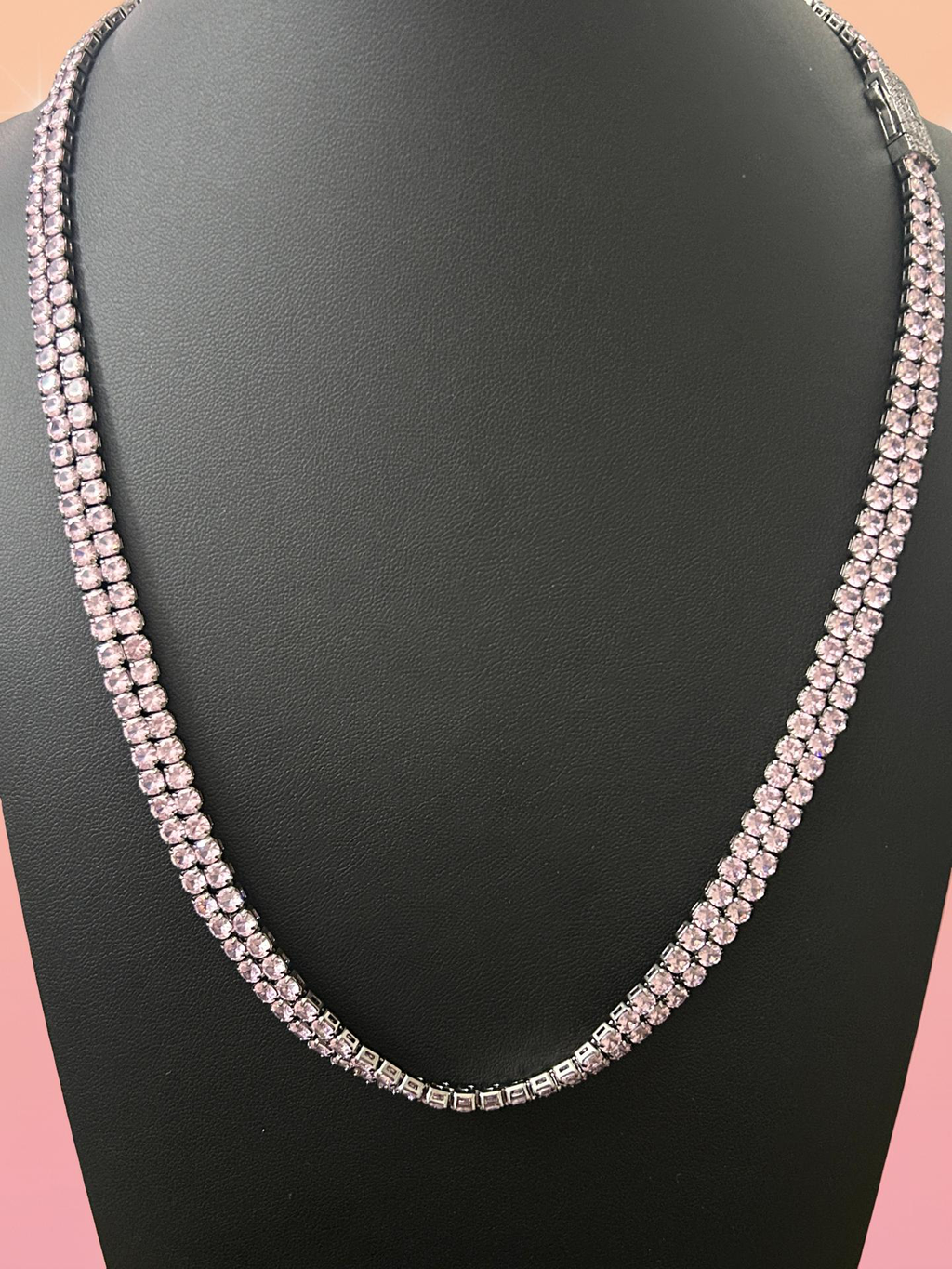 24In Stainless Pink CZ 8MM Tennis Chain