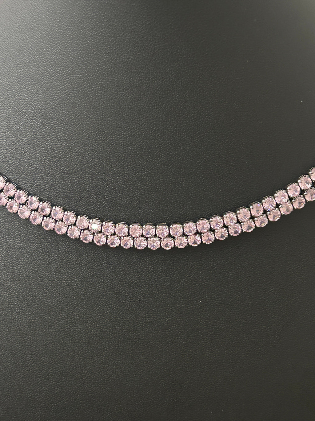 24In Stainless Pink CZ 8MM Tennis Chain