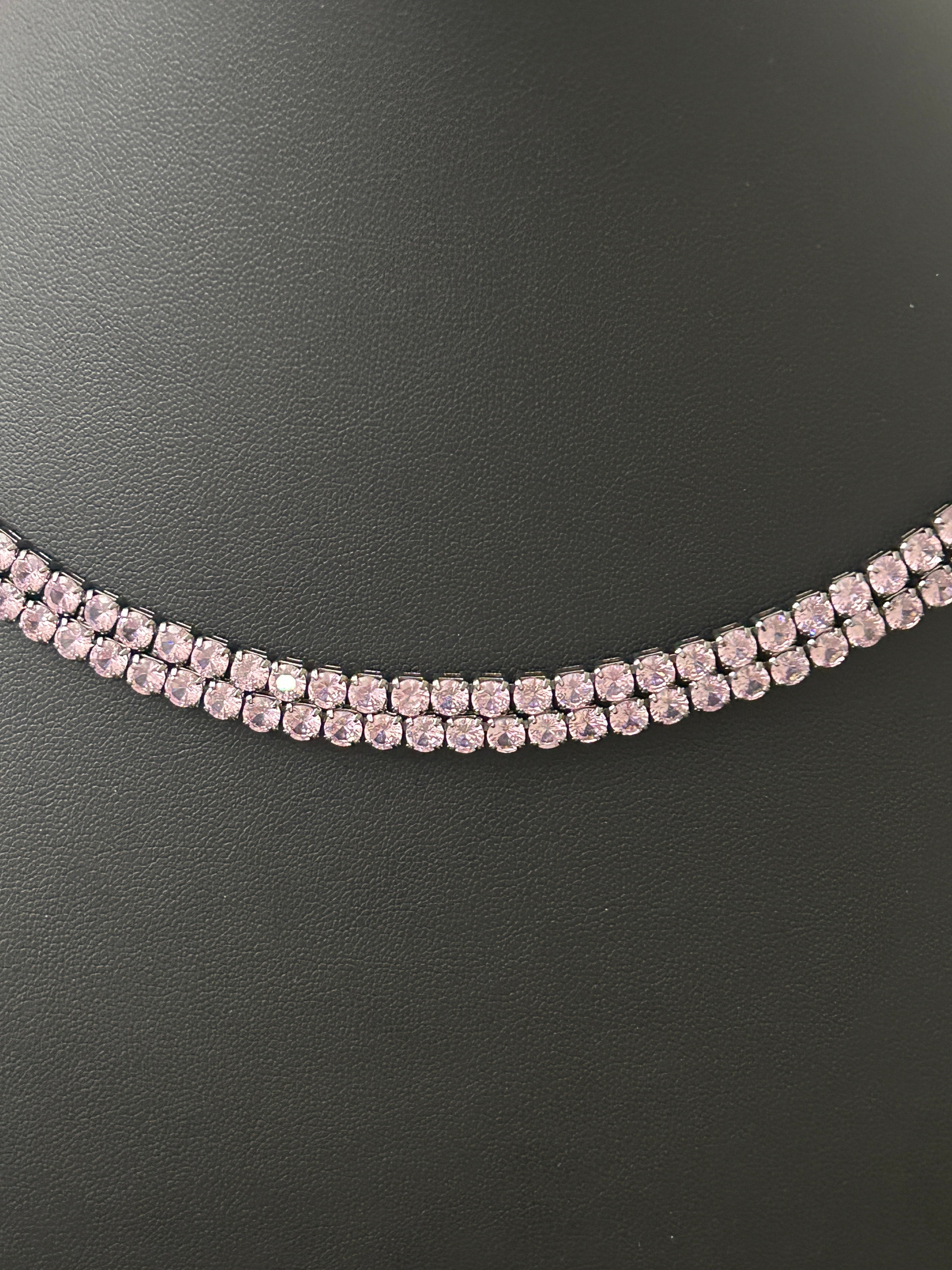 24In Stainless Pink CZ 8MM Tennis Chain