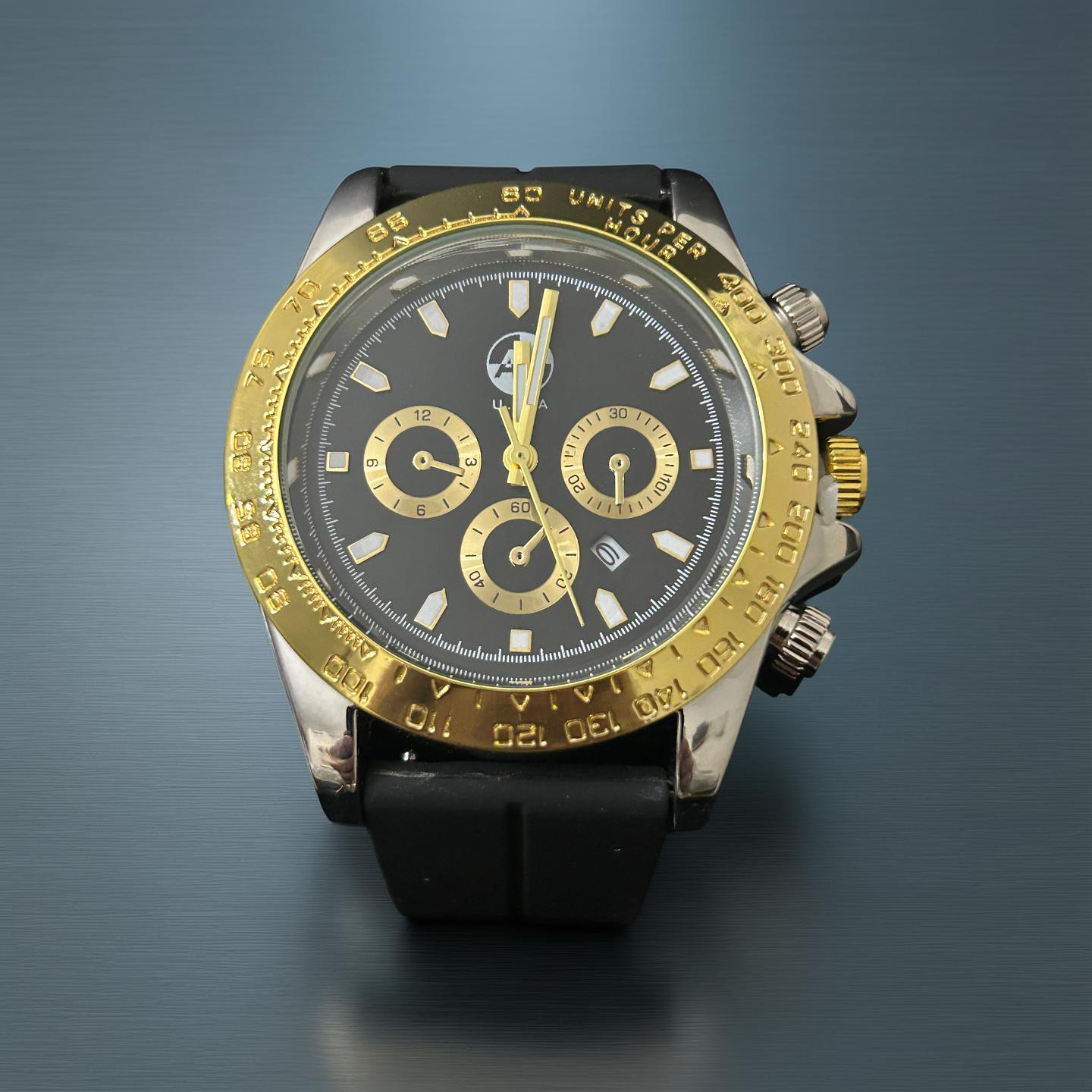 41mm Two Tone Gold Dial Black Band