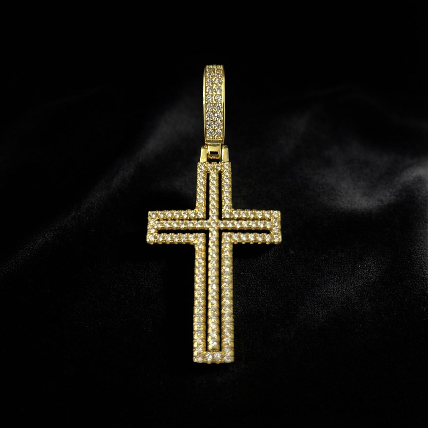 14K Gold VVS CZ Iced Out Cross